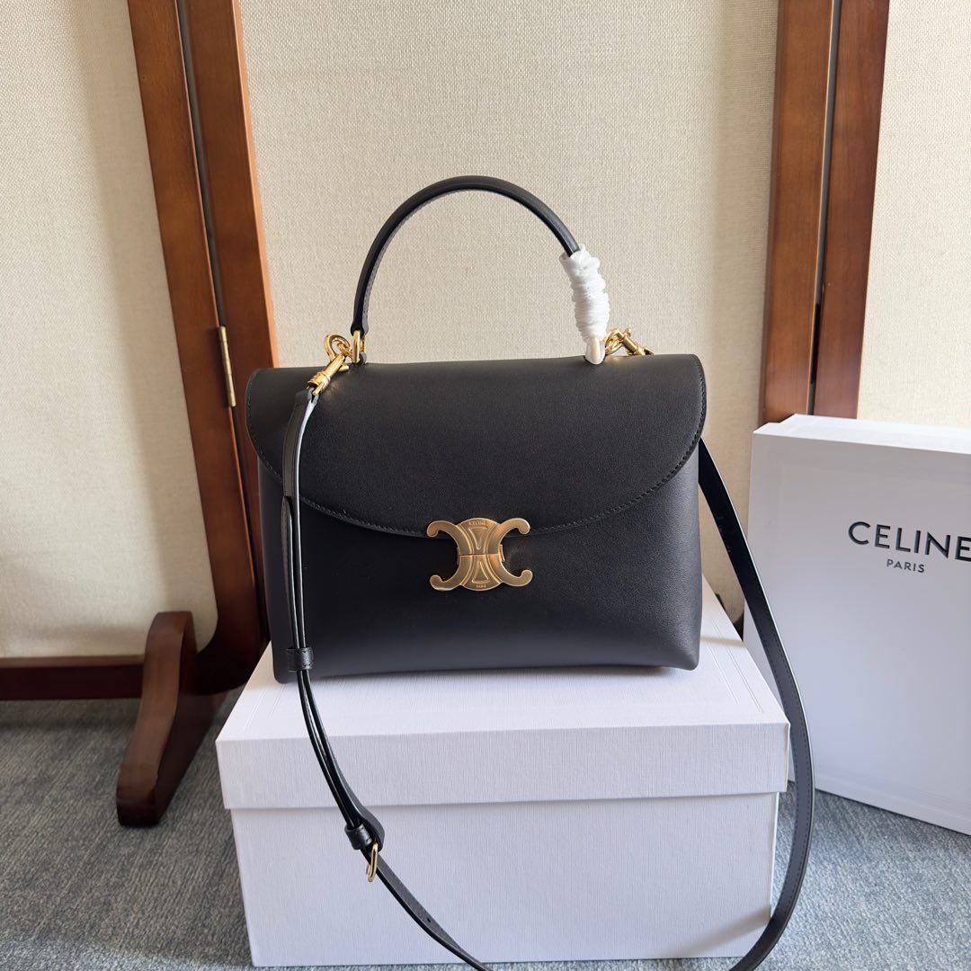 Celine Medium Nino Bag in Supple Grained Calfskin-Black