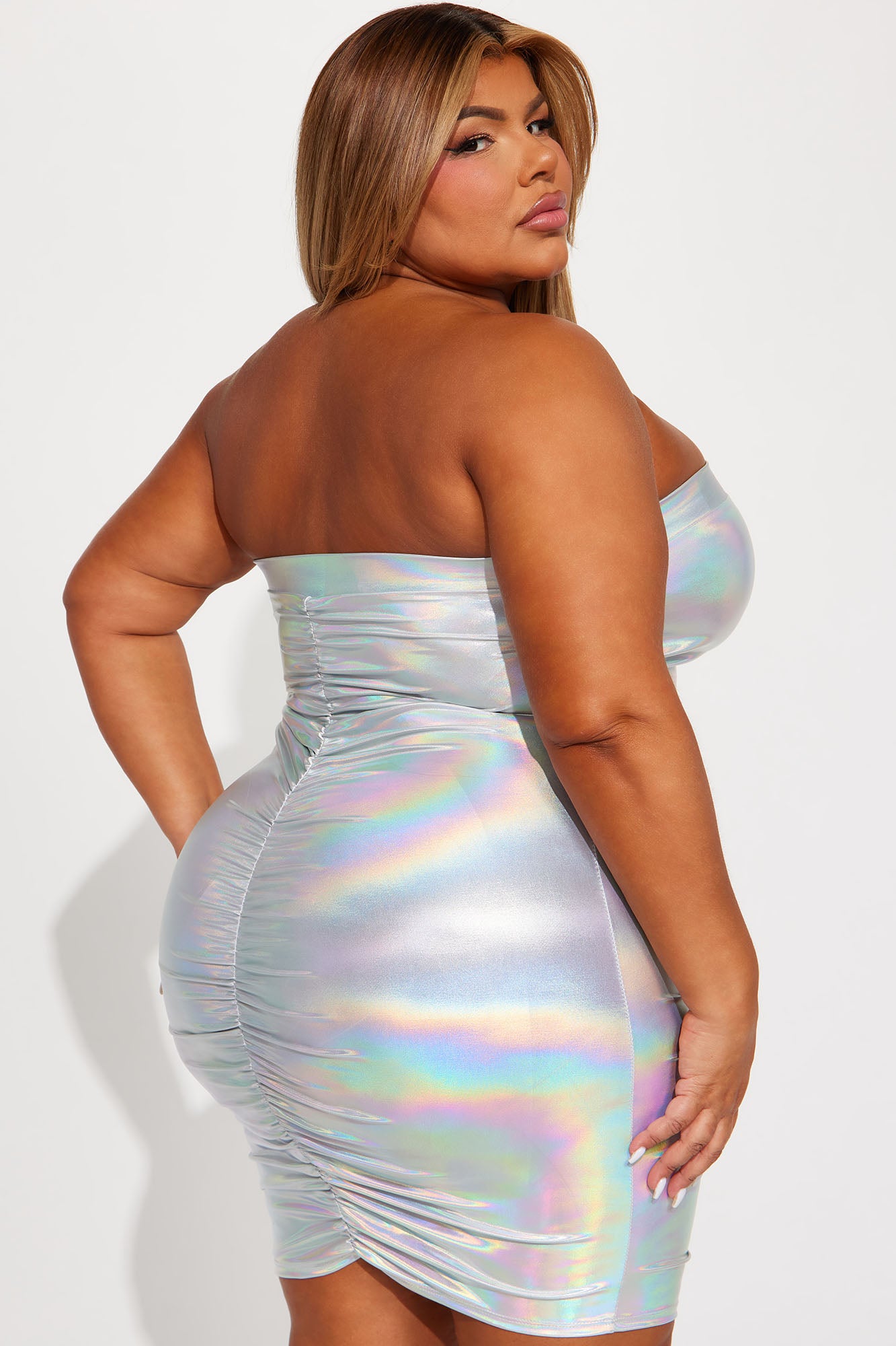 Mona Metallic Mini Dress - Silver