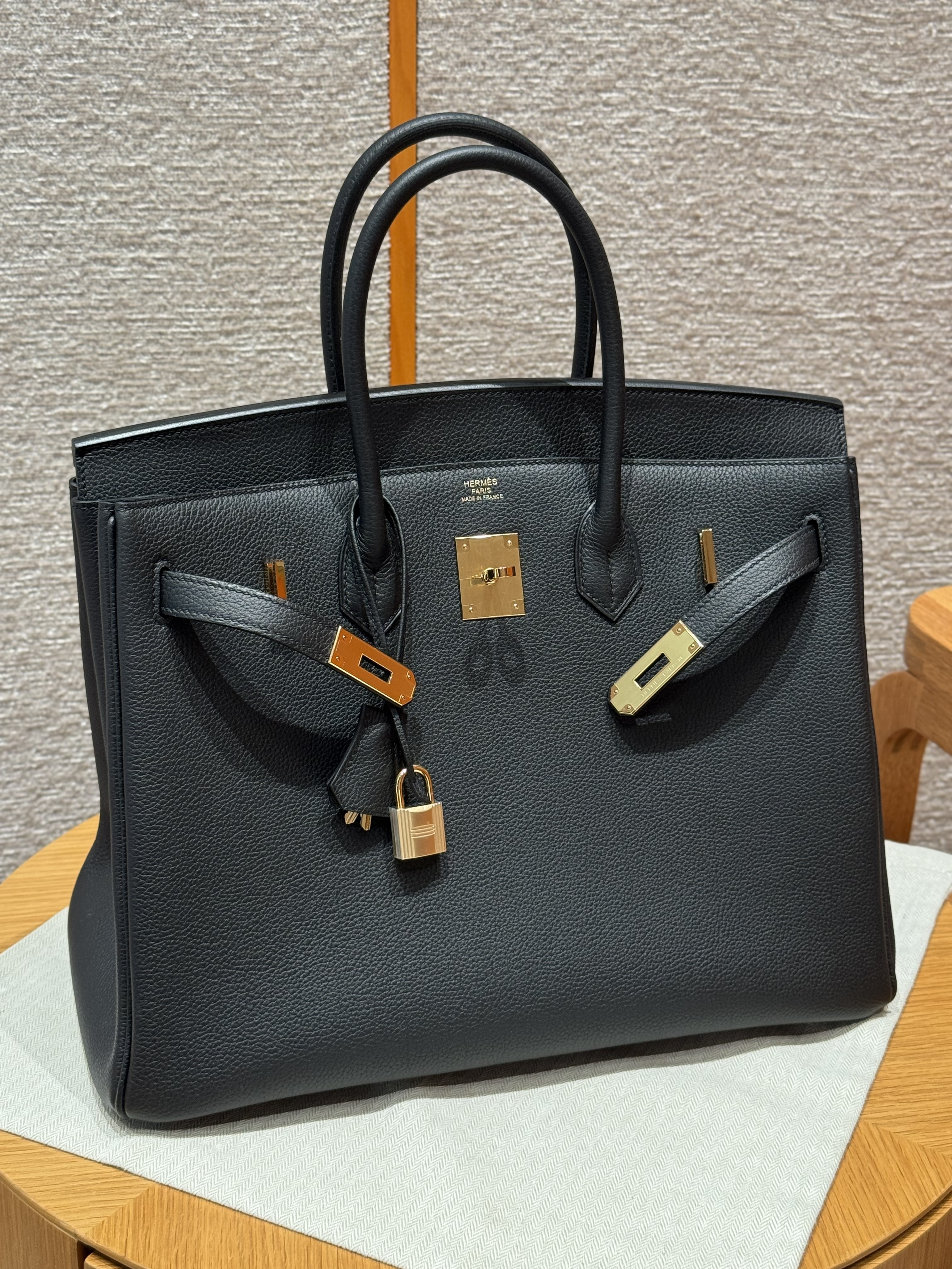 Hermes Black Togo Birkin 35 Bag