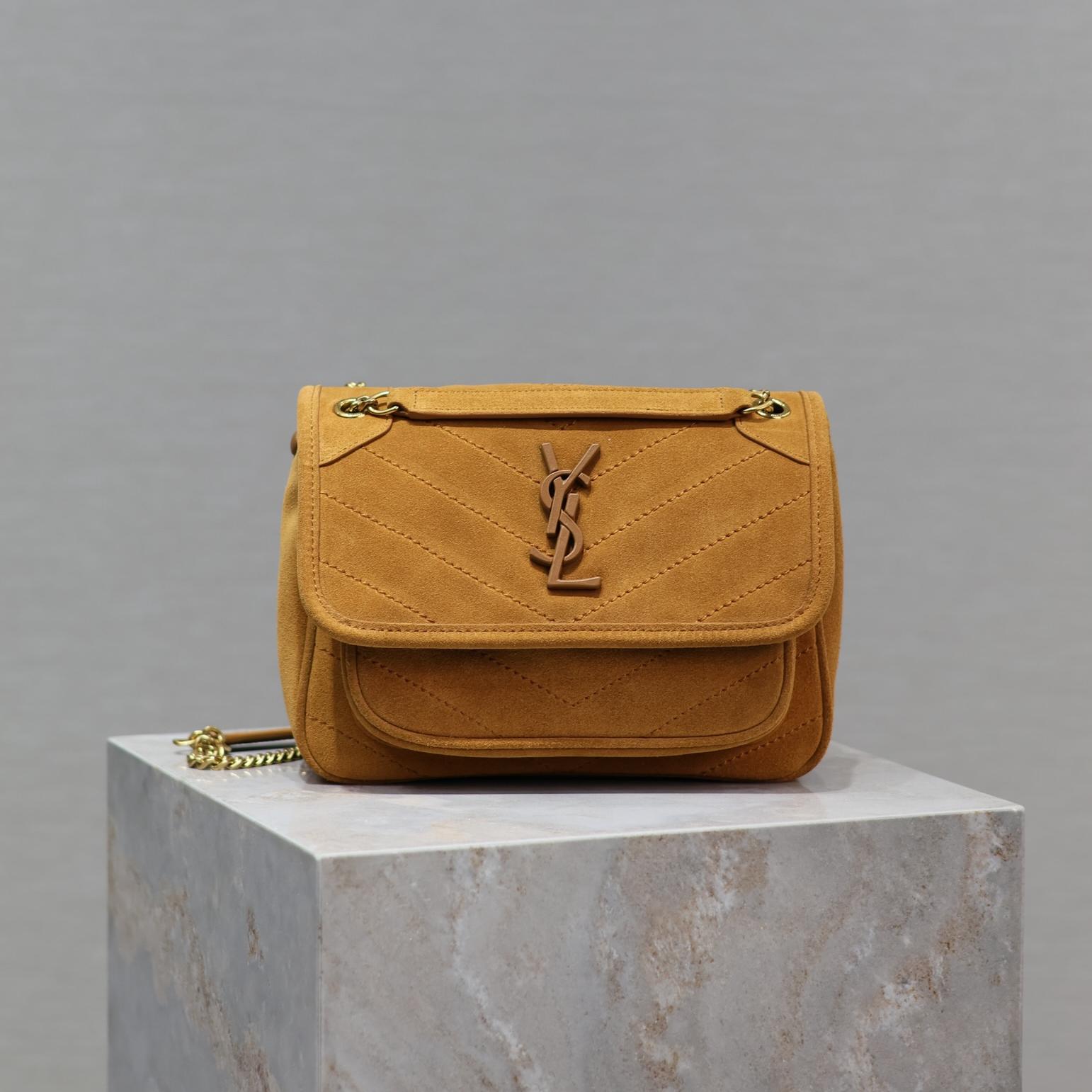 Saint Laurent YSL Tan Suede Medium Niki Shoulder Bag (Mirror Quality)