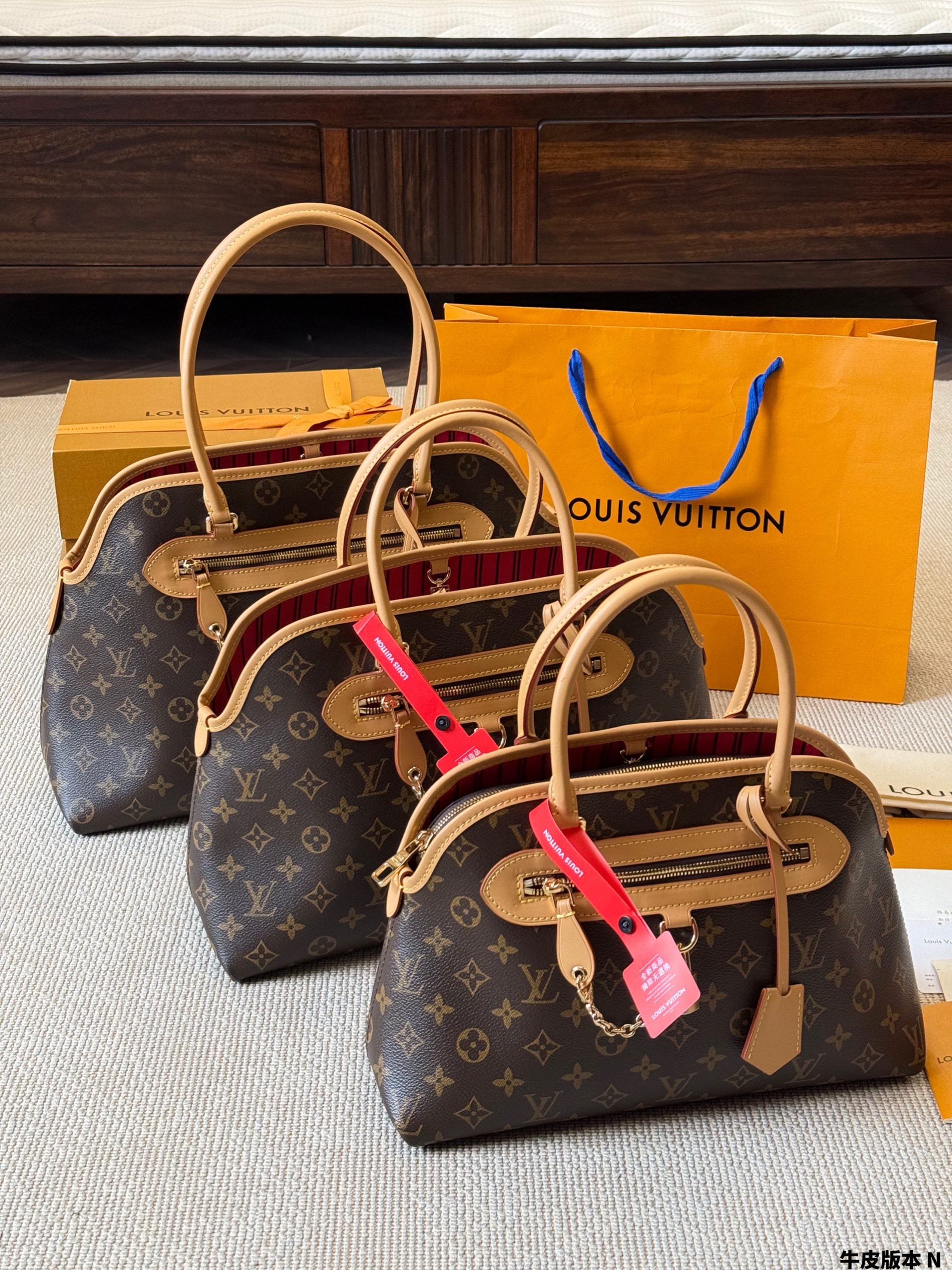 Louis Vuitton PM/MM/GM Montorgueil Ever More Monogram Canvas Dome Tan Top Handle Bag With Pouch - KAIROO