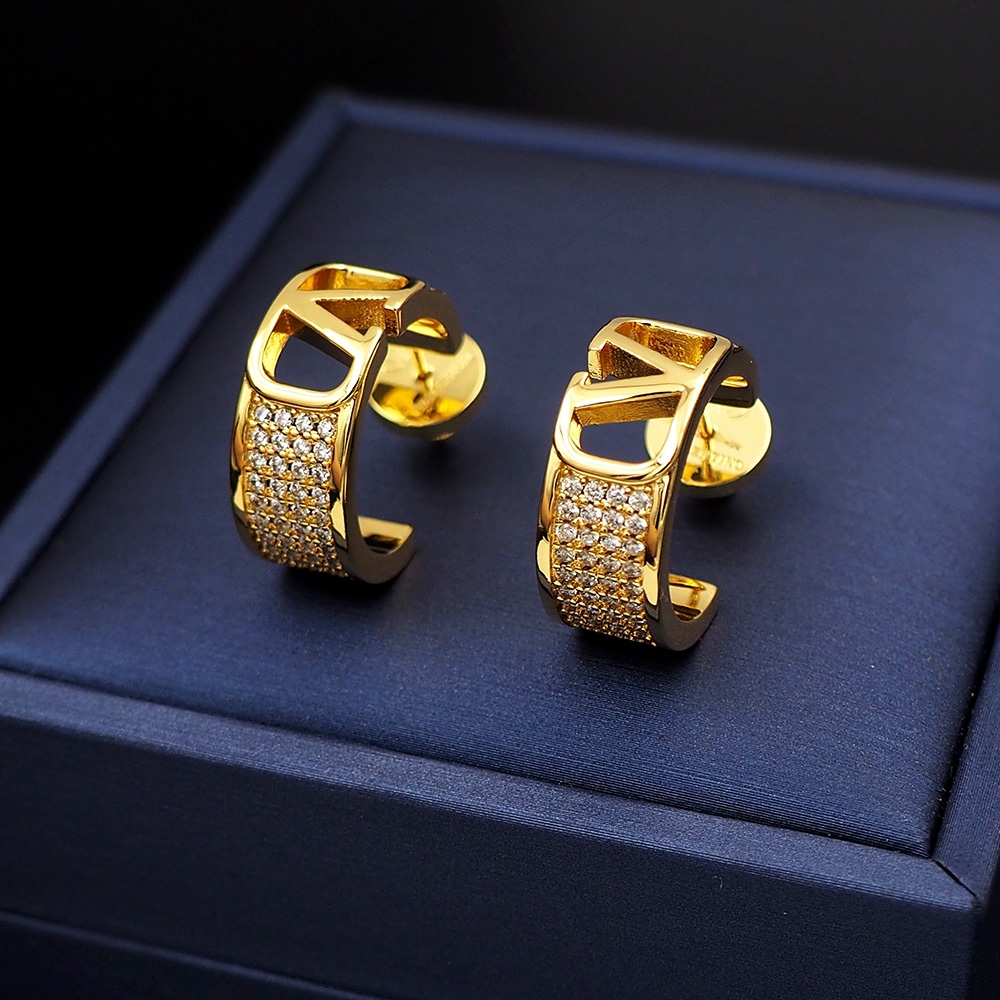 Valentino Vlogo Signature Gold Brass Earrings