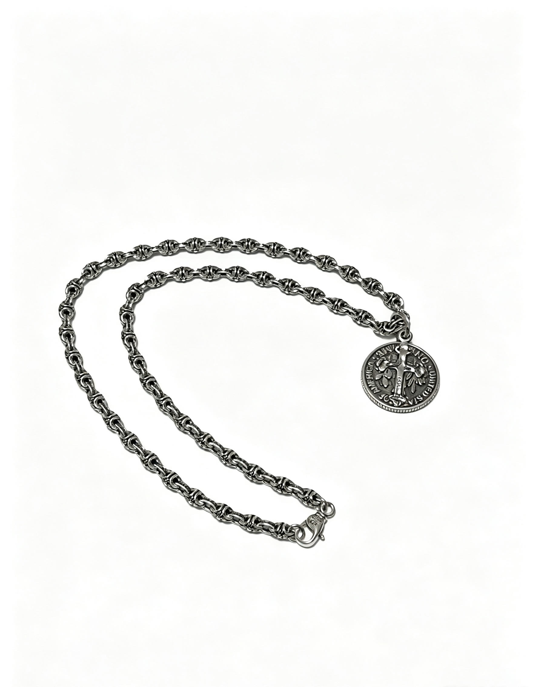 Chrome Hearts Oxidized Silver Unisex Necklace 60cm