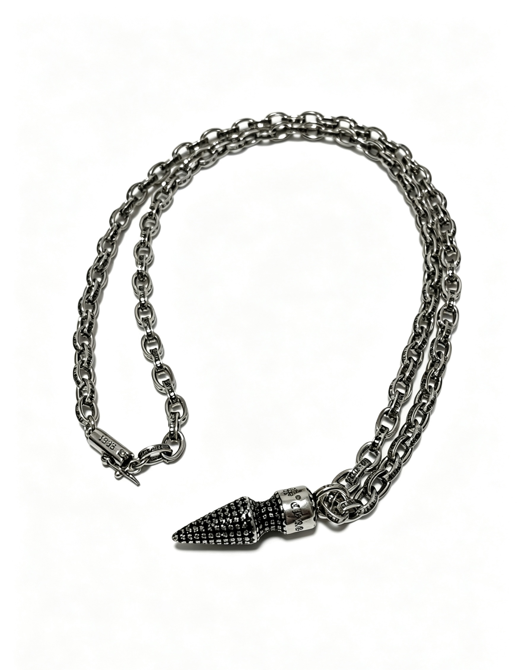 Chrome Hearts Oxidized Silver Unisex Necklace 60cm