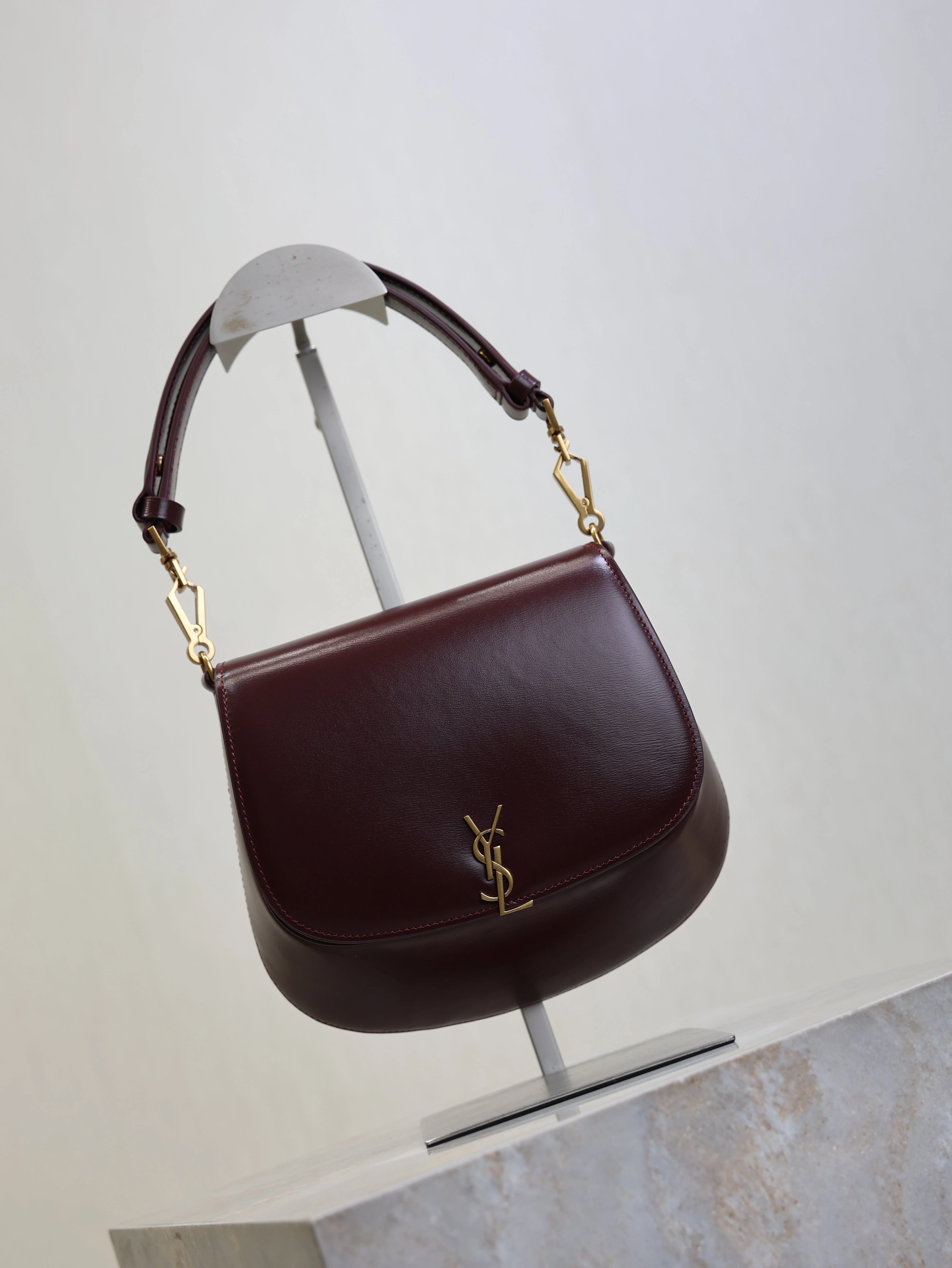 Saint Laurent YSL Mini Voltaire 21cm Burgundy Calfskin GHW