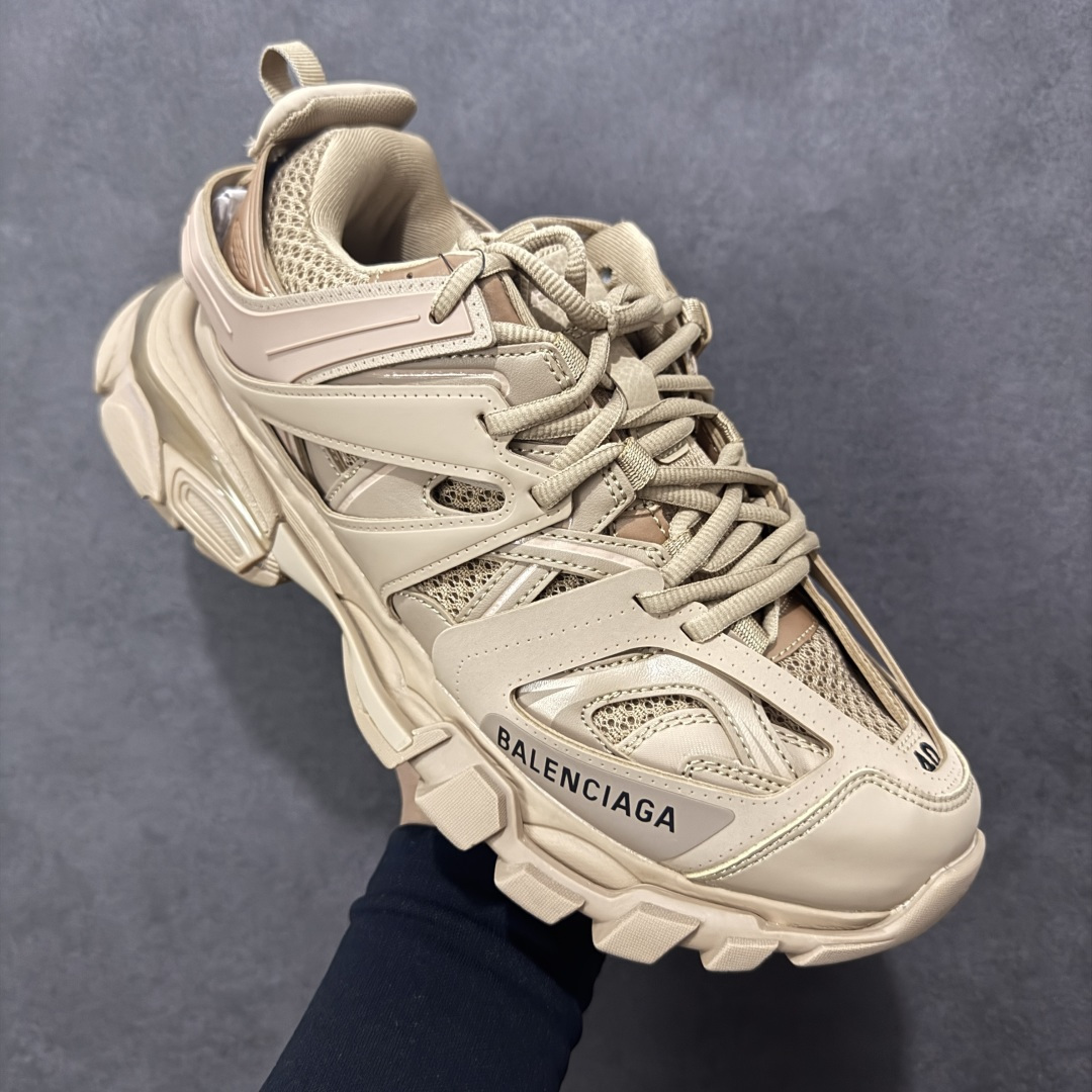 Balenciaga Track Beige Nylon Mesh Multi-layered Silhouette Triple Chunky Sneaker - KAIROO