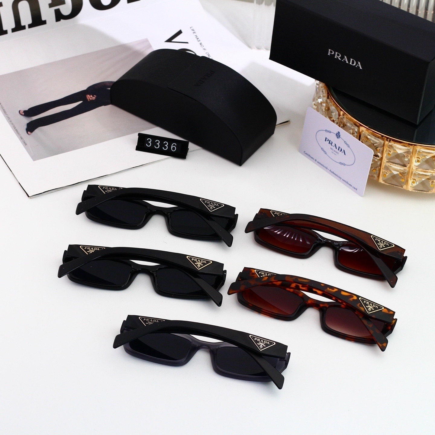 Prada Triangle Logo Narrow Frame Sunglasses - KAIROO