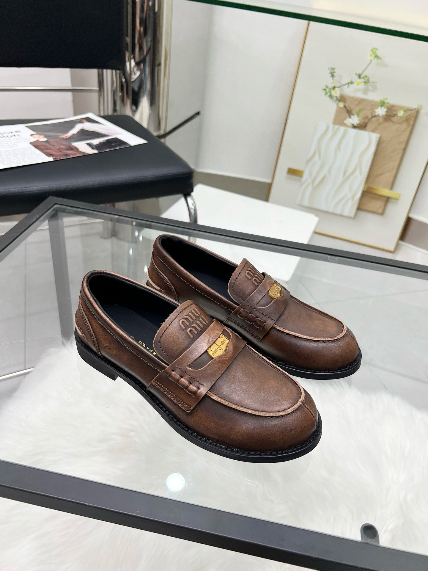Miu Miu Leather Mocassins
