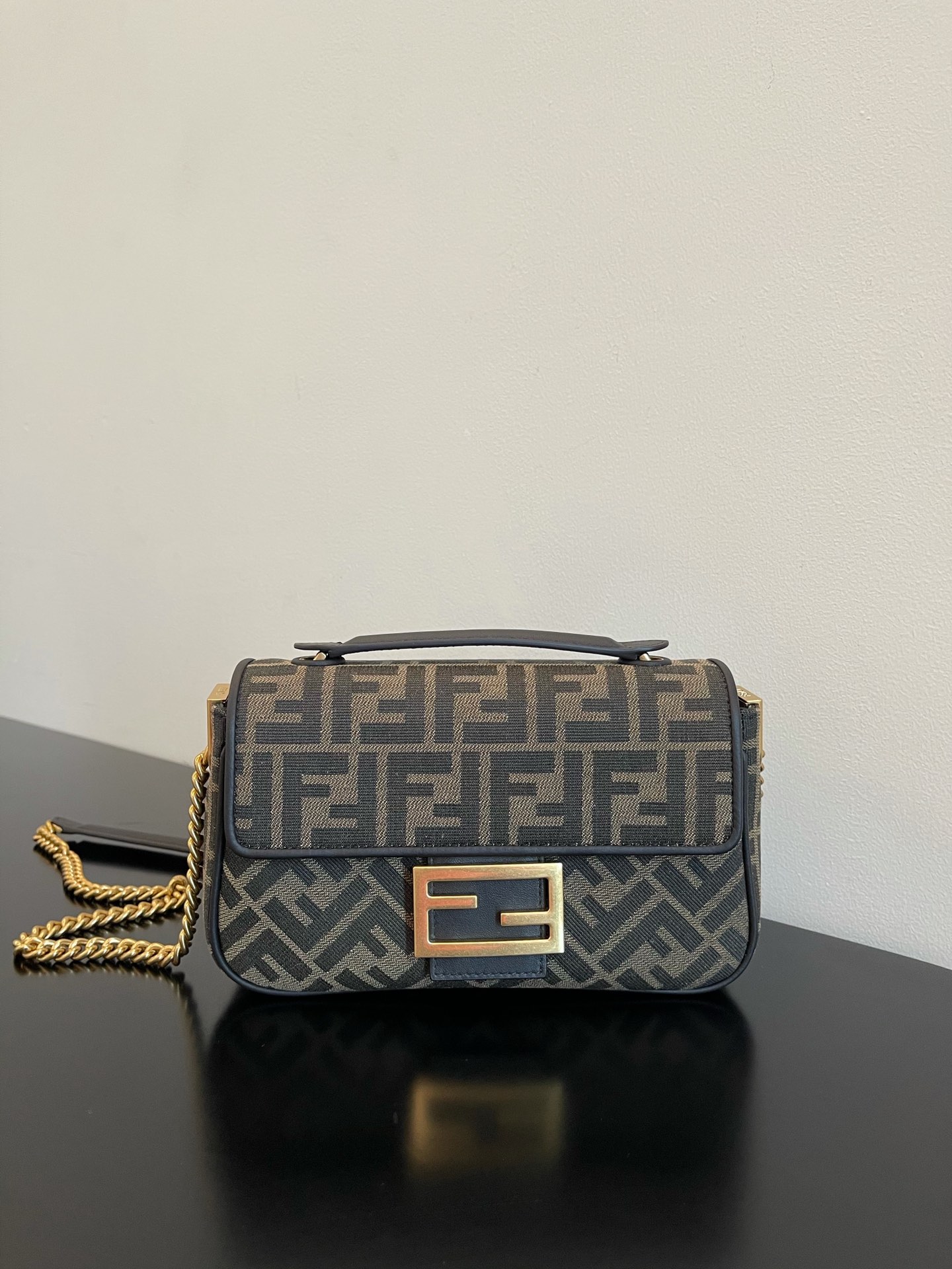 Fendi Medium Baguette Chain FF canvas Bag