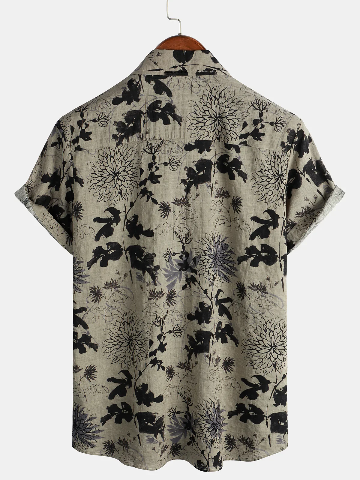 Men's Retro Floral Print Short Sleeve Shirt