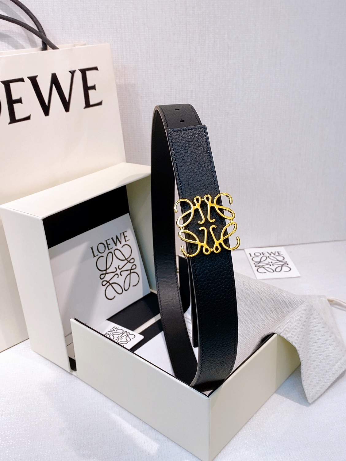 Loewe Anagram Reversible Leather Belt 2.8cm