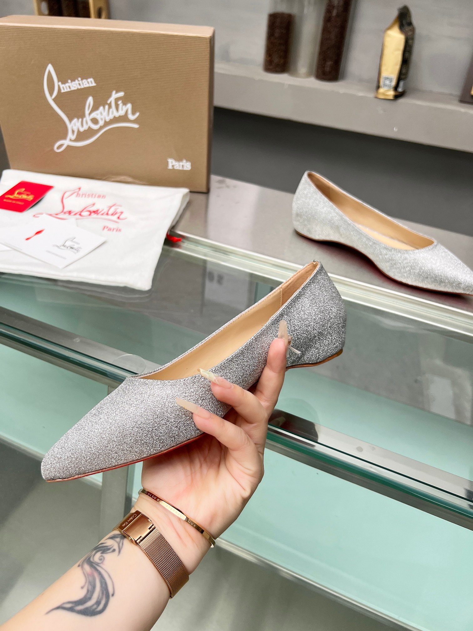 Christian Louboutin Silver Ballet Flat