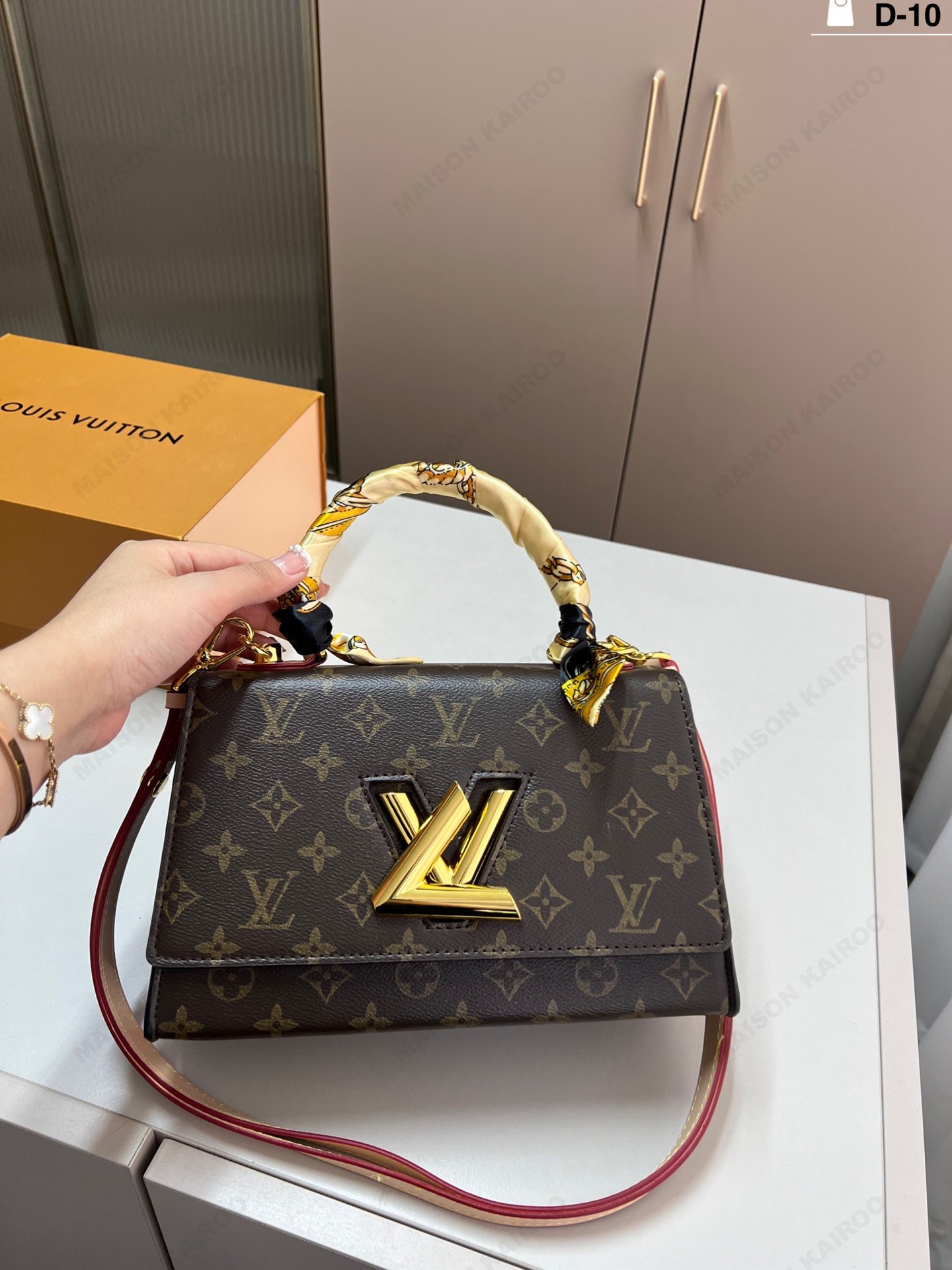 Louis Vuitton LV Twist One Handle PM Monogram Brown Coated Canvas Top Handle Bag - KAIROO