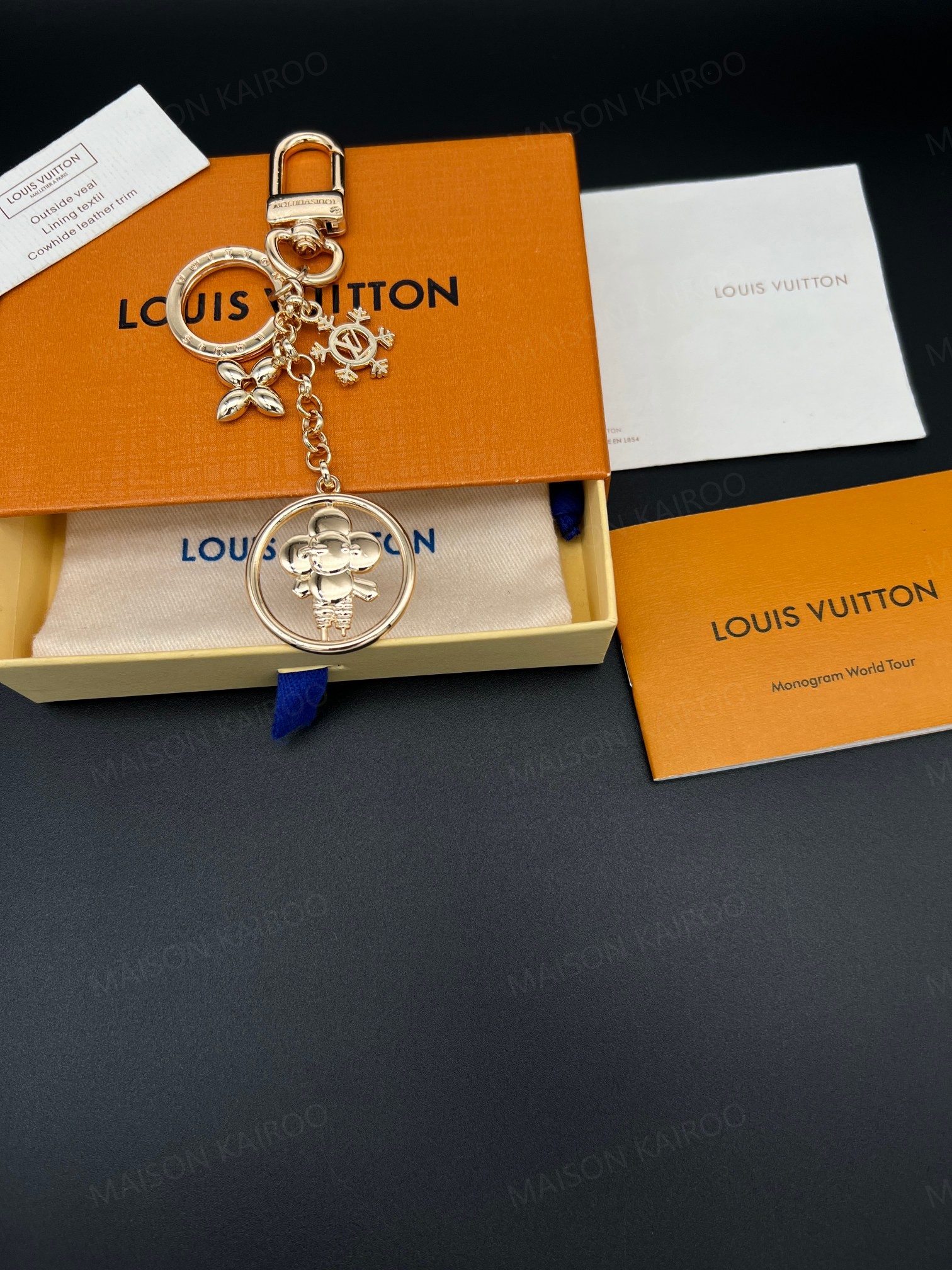 Louis Vuitton LV Vivienne Hollow Metal Bag Charm Keychain - KAIROO