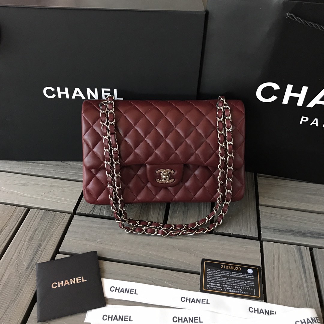Chanel Classic 11.12 Handbag in Burgundy Lambskin