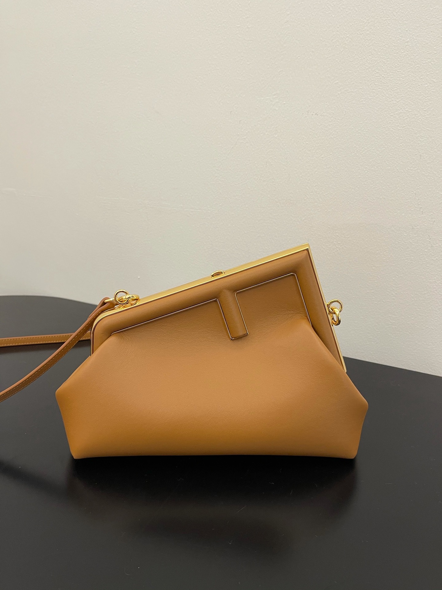Fend First Small Bag in Camel leather