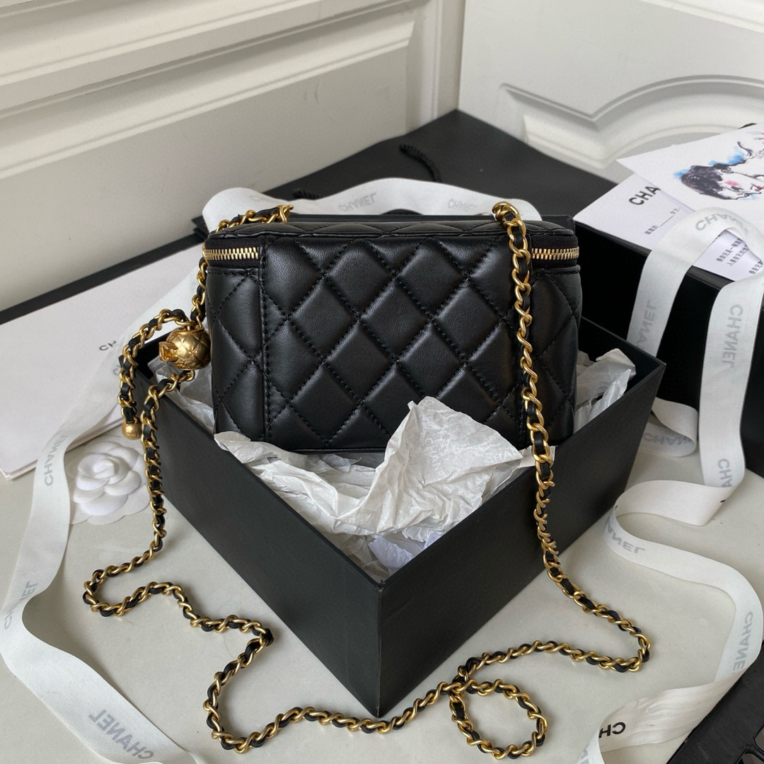 Chanel Vanity Chain Bag in Black Lambskin AP2303