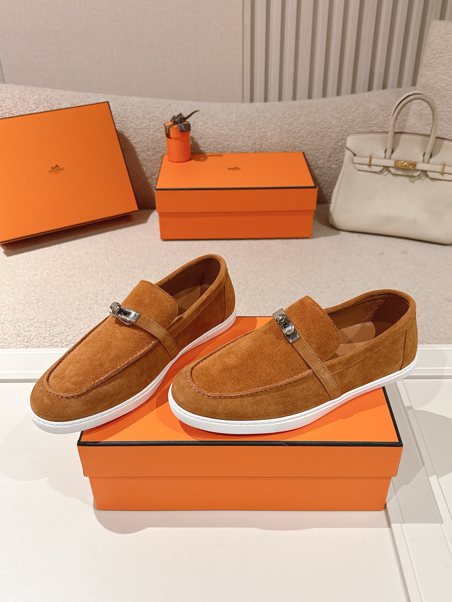 Hermes Unisex Suede Loafer