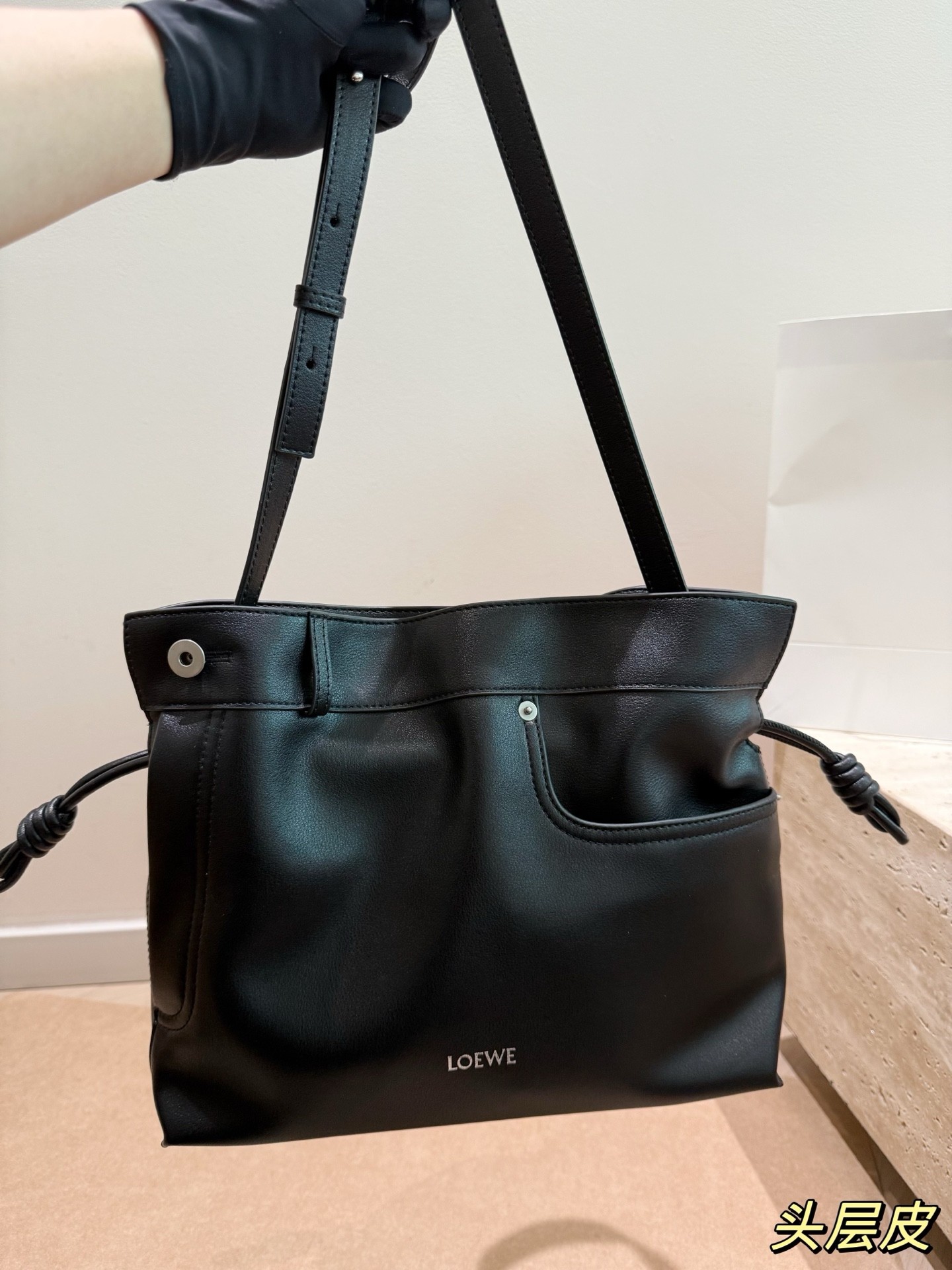 Loewe Flamenco Medium Nappa Leather Trouser Pocket Detail Shoulder Top Handle Bag - KAIROO