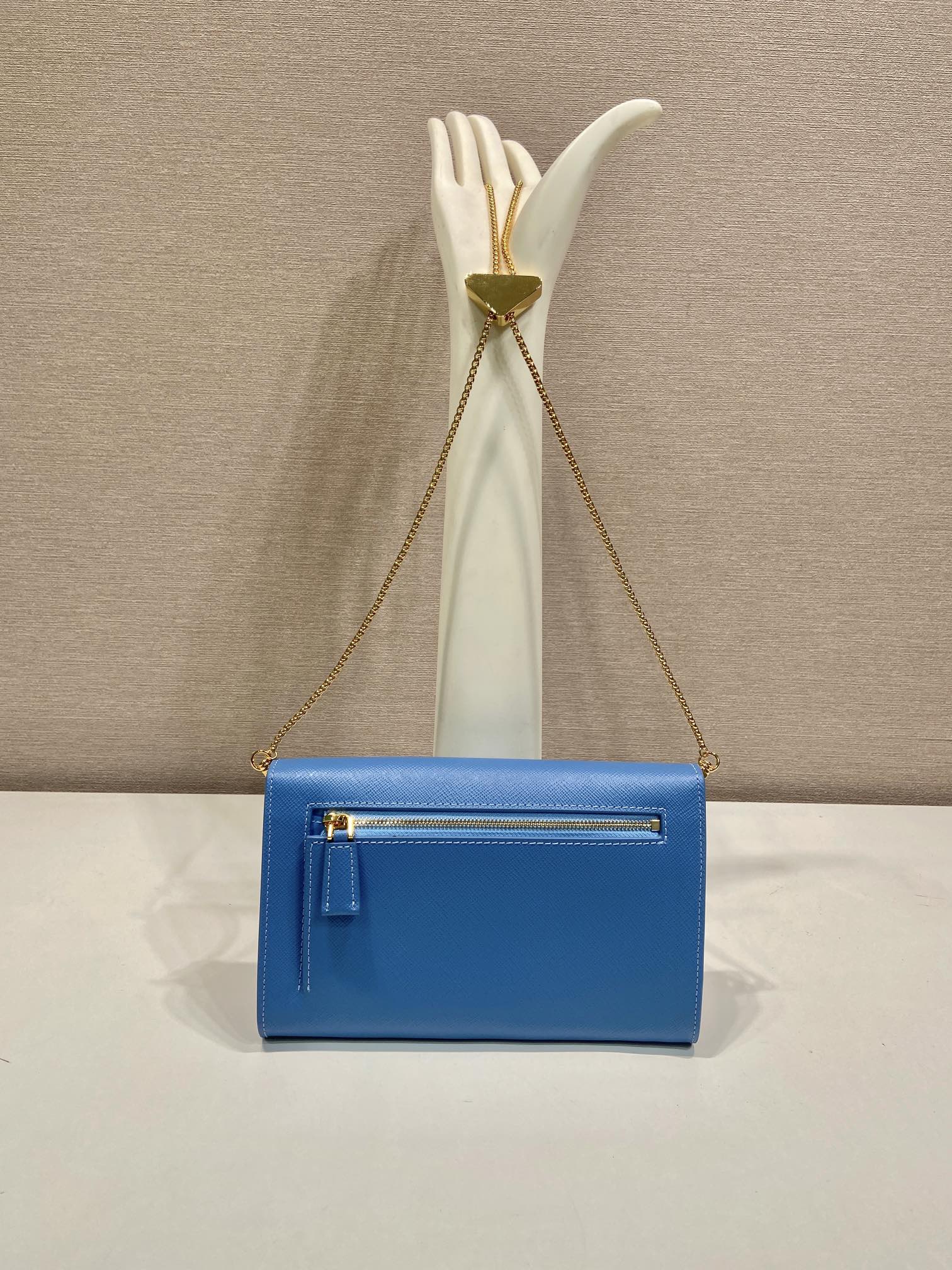 Prada PRA Cross pattern envelope bag blue leather 341158