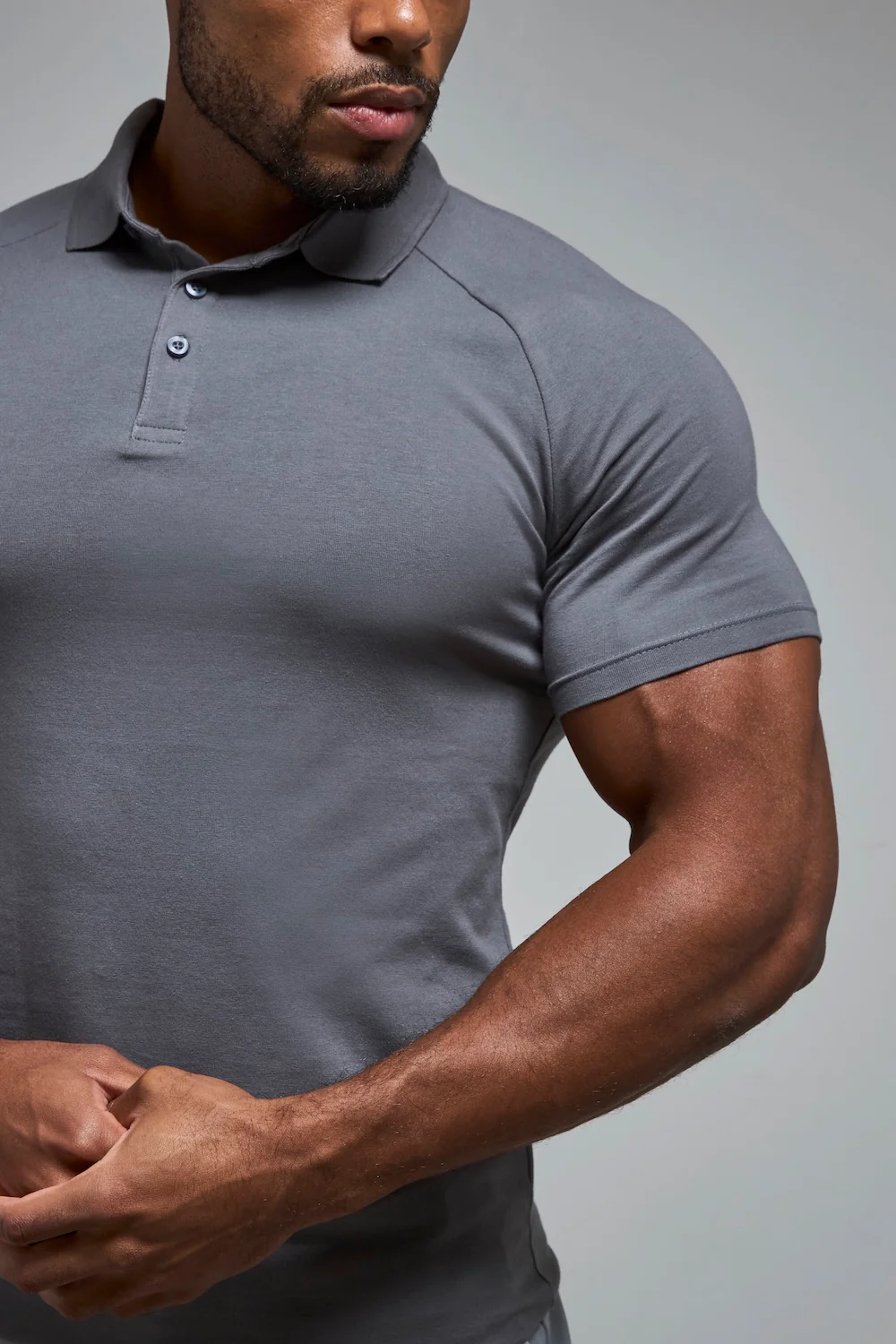 Athletic Fit Polo Shirt in Charcoal