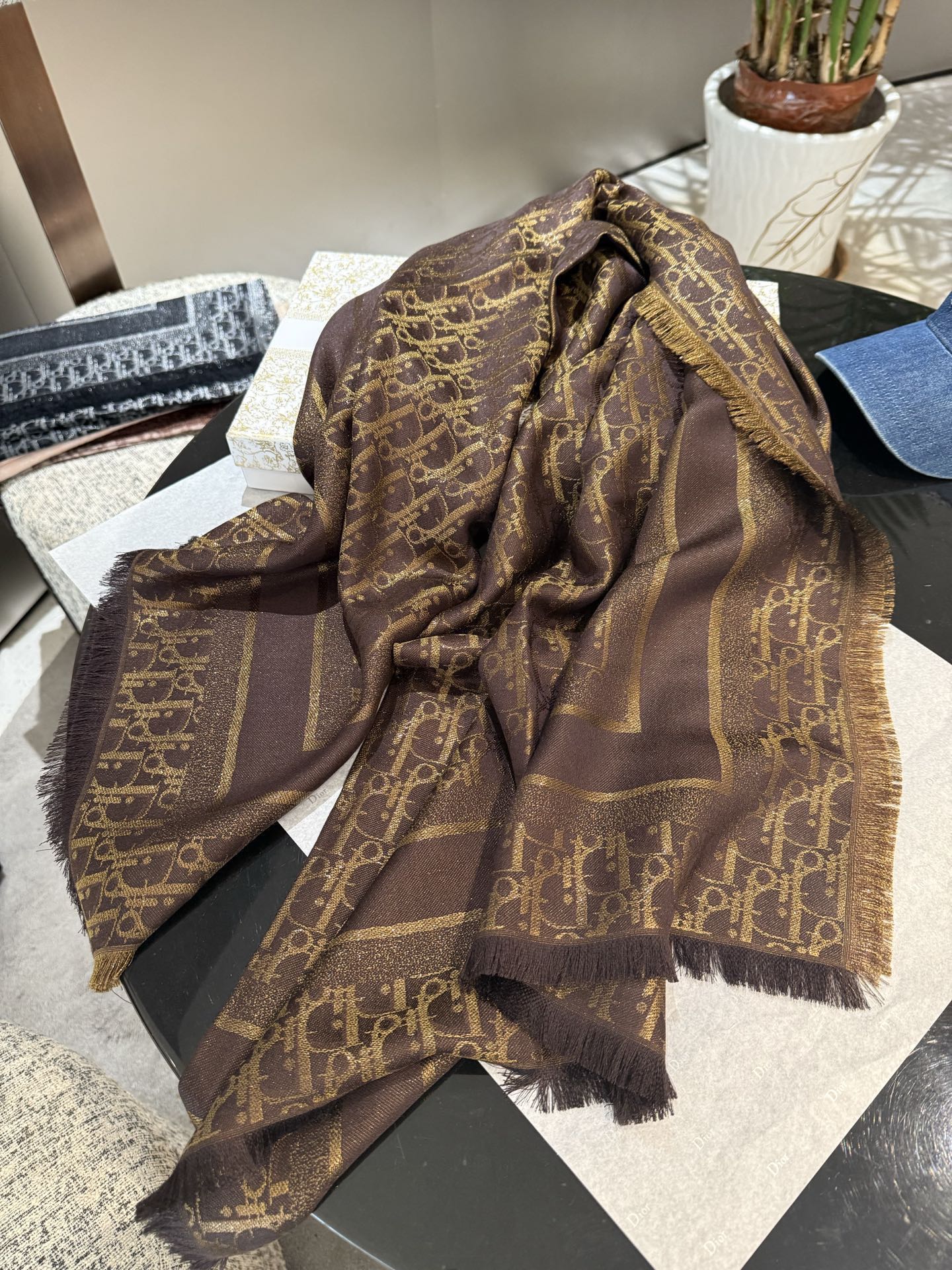 Dior Classic Oblique Silk and cashmere shawl
