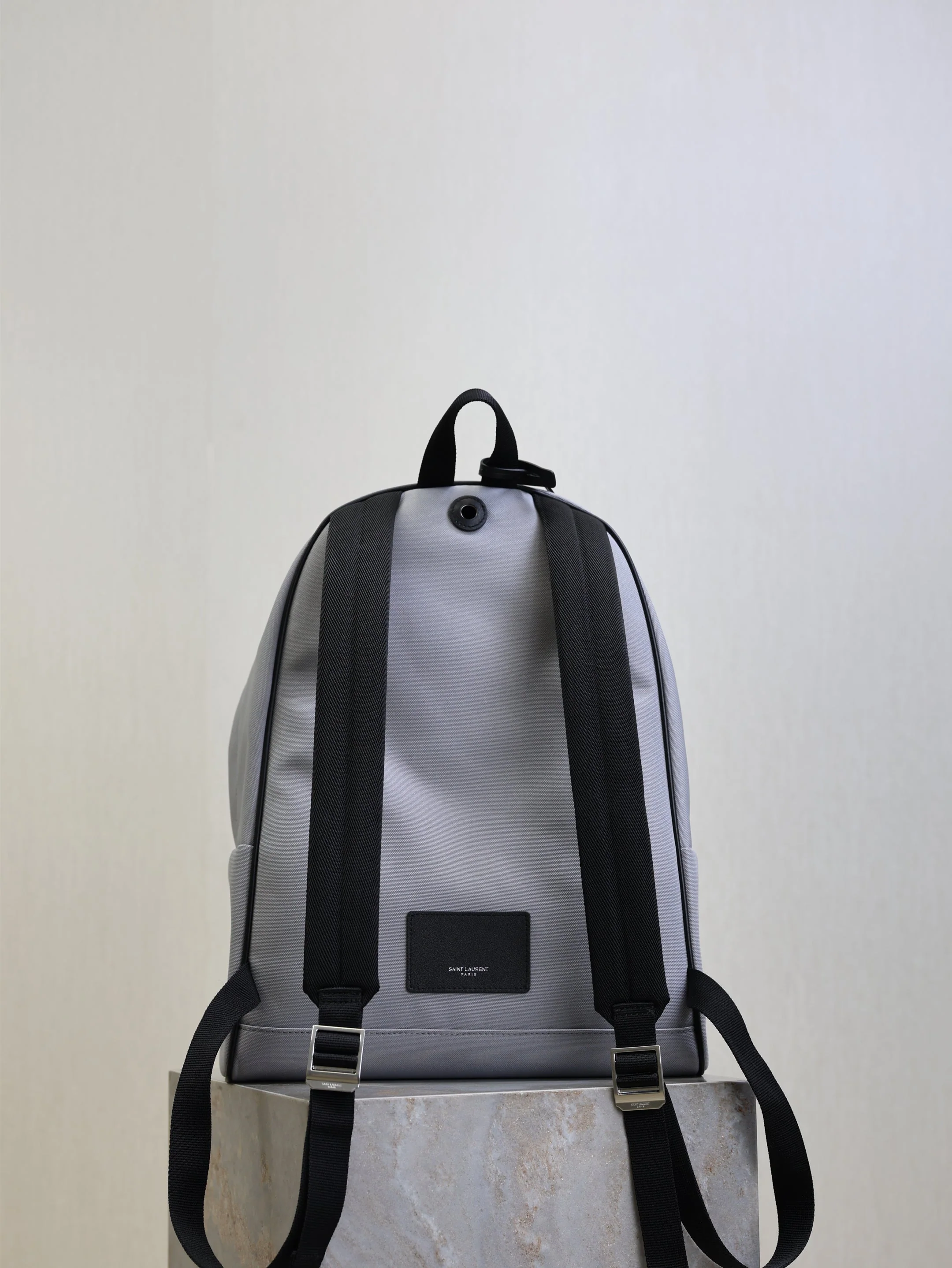 Saint Laurent YSL City Backpacks Light Gray Cowhide Cotton