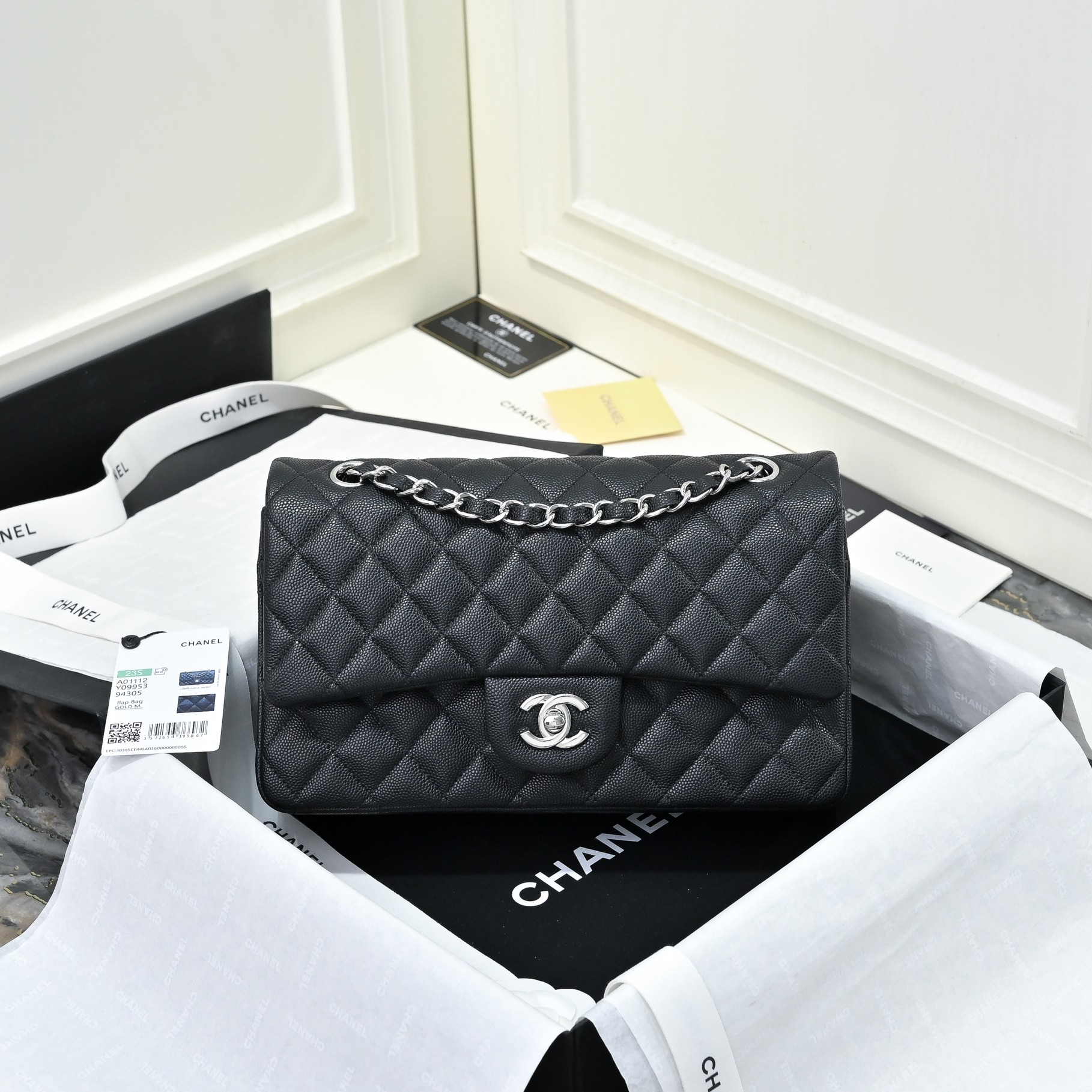 Chanel Classic 11.12 Handbag in Black Caviar leather