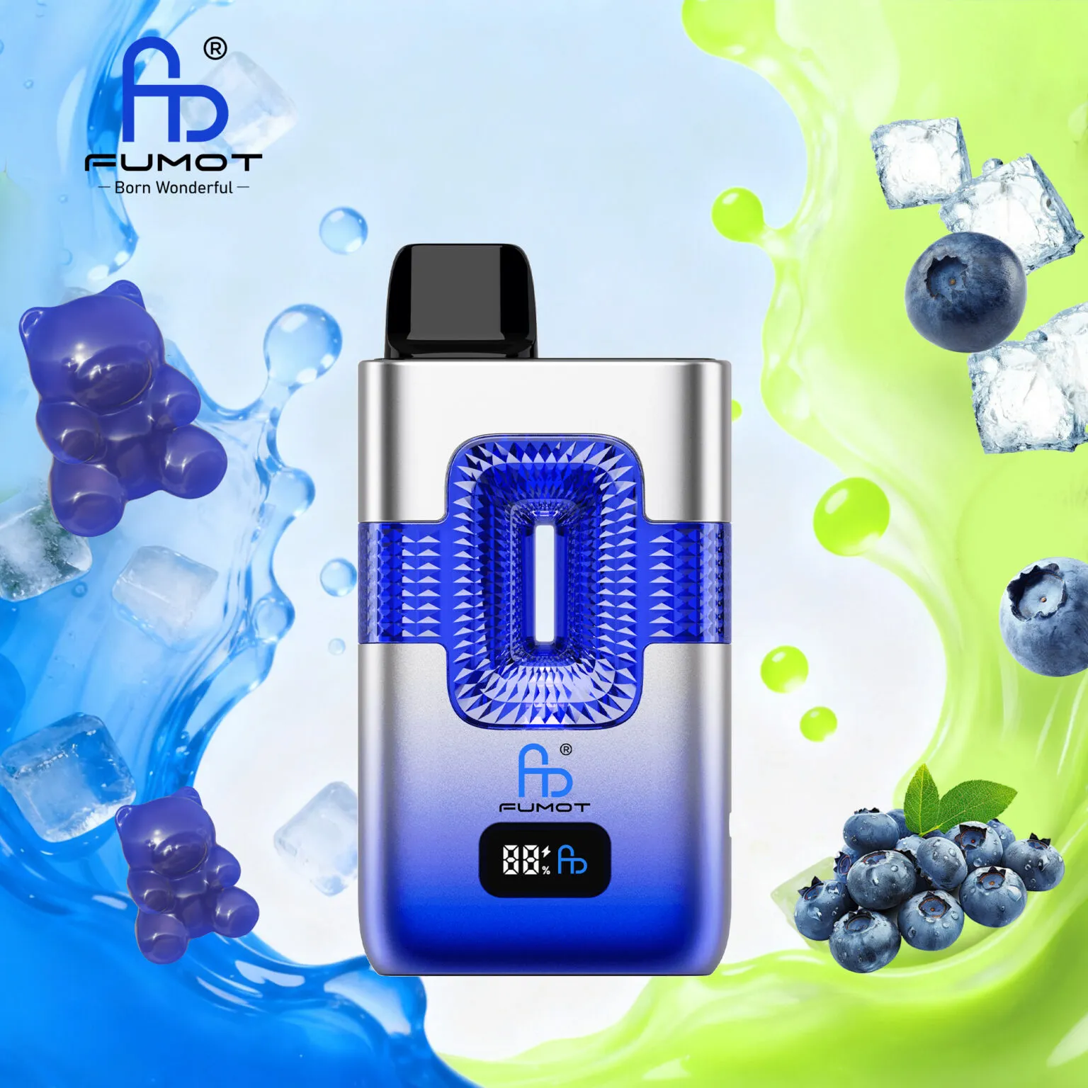 FUMOT ECO 2in1 50K Dual Flavor Disposable Vape – Blue Razz Gummy Bear & Blue Razz Ice Pop - Vaba Vape-Shop