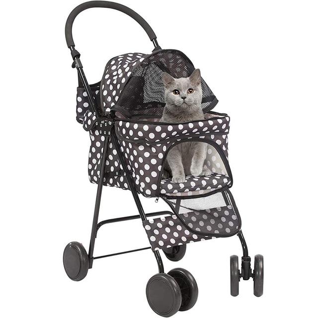 Cat Stroller Gear Special Edition 4 Wheels Stroller for Cats Fashion Polka Dot Style
