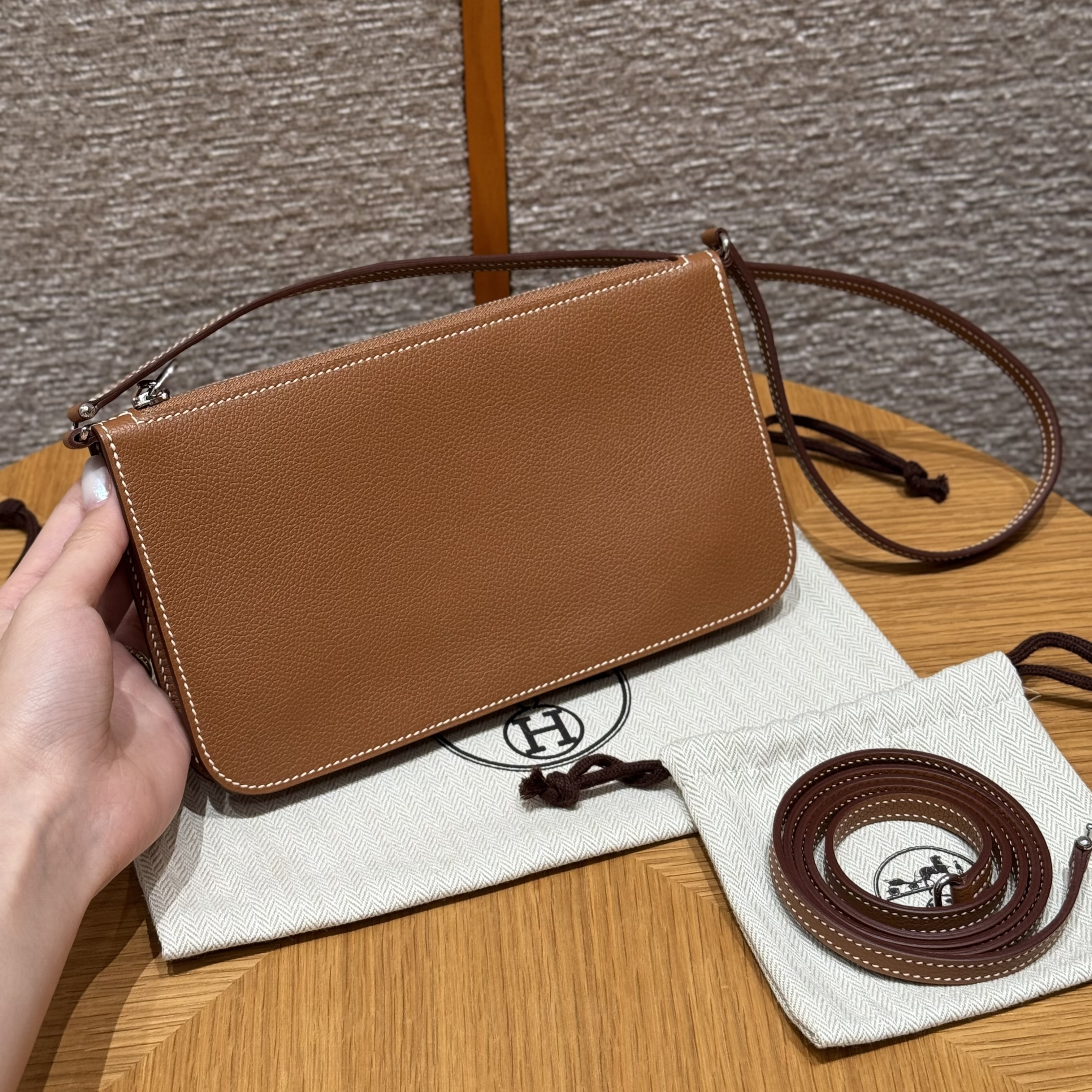 Hermes Gold Evercolor Zipengo Chaine d'Ancre To Go pouch