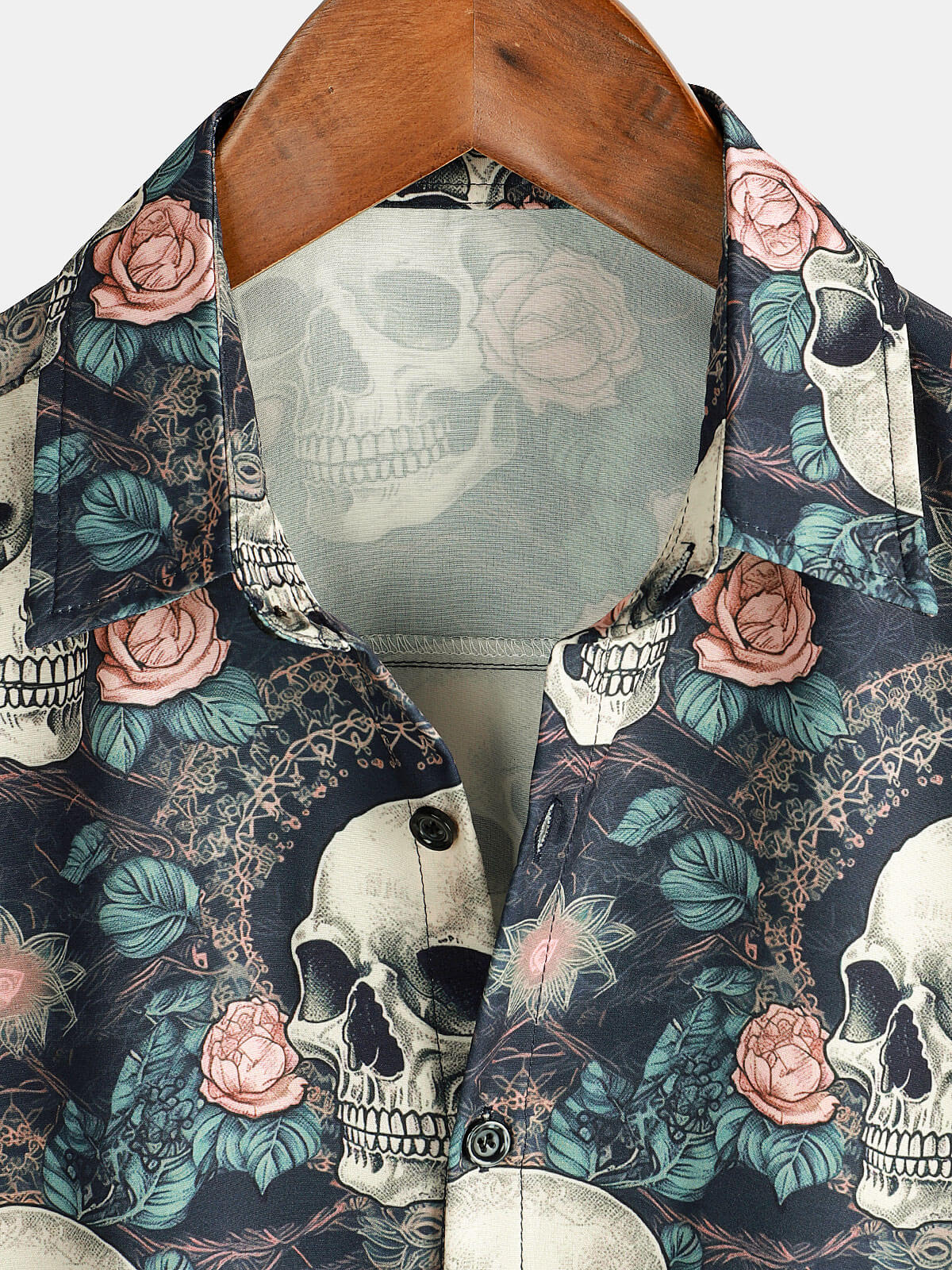 Men's Skull Punk Rock Holiday Beach Summer Short Sleeve Shirt
