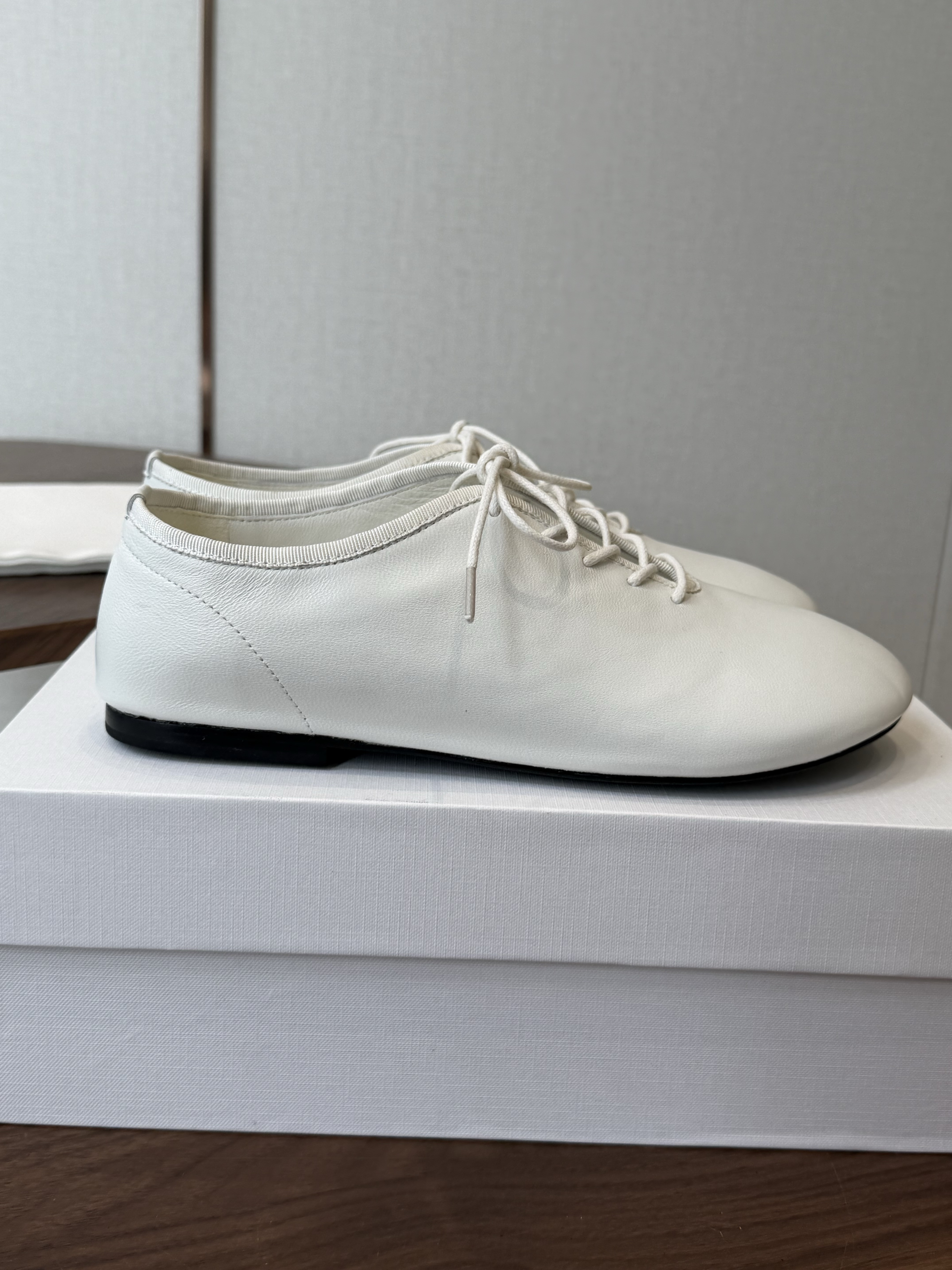 The Row Low Lambskin Race-up Loafer