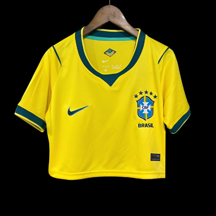 2026 Brazil Home Women Cropped Jersey S-2XL