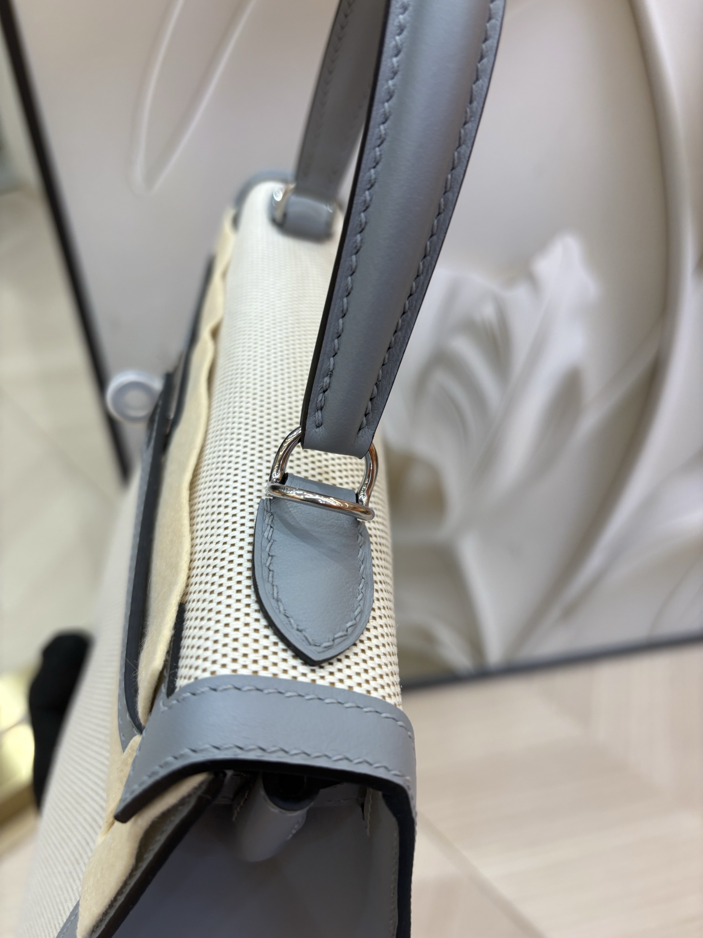 Hermes Kelly 25 canvas with puppet grey bag