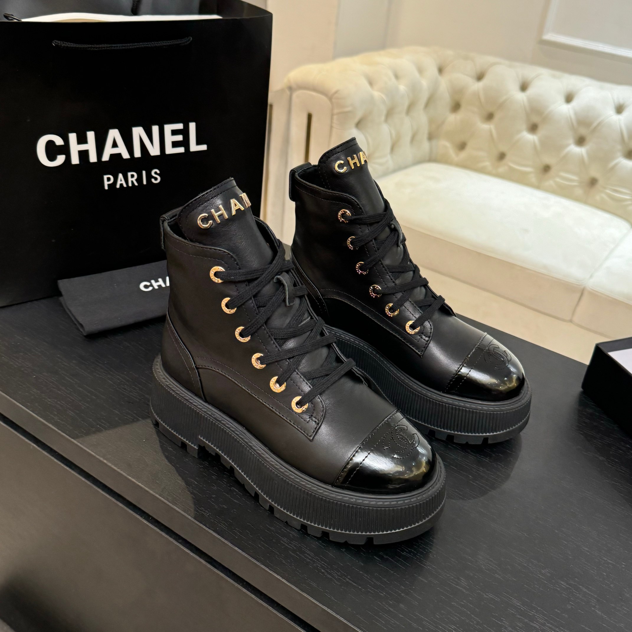 Chanel Leather Anklet Boots