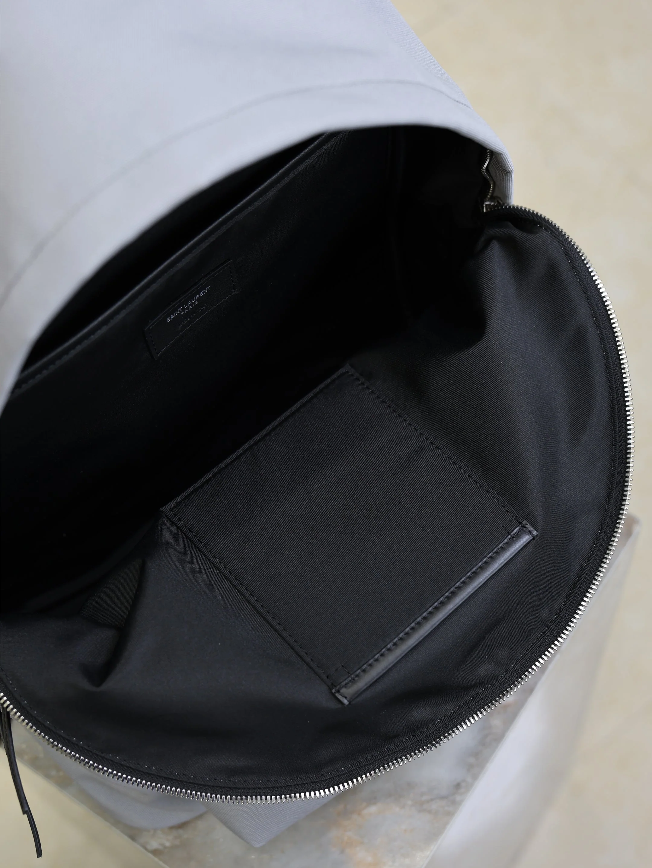 Saint Laurent YSL City Backpacks Light Gray Cowhide Cotton