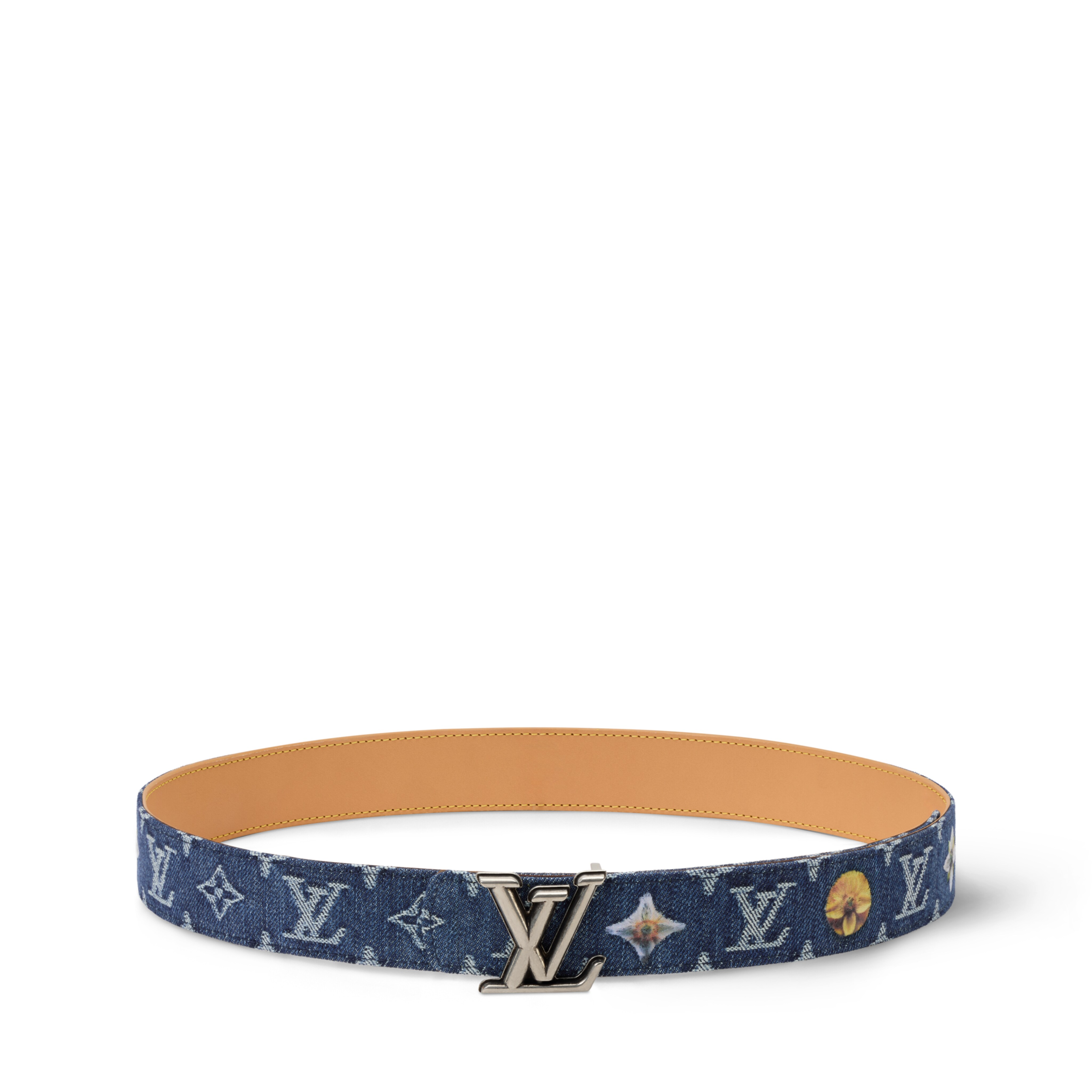 ベルト･LV ディメンション モノグラム･デニム フラワー 35MM リバーシブル