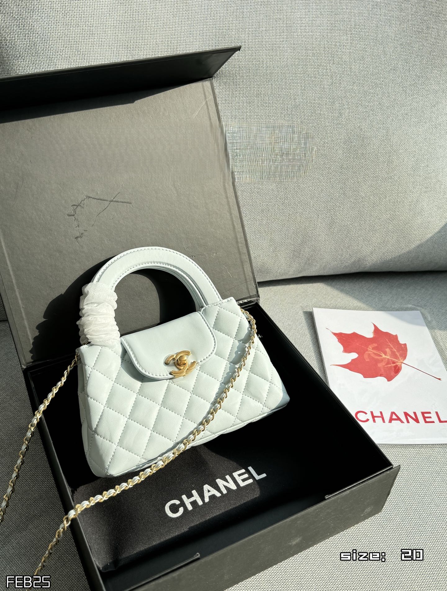 Chanel Mini Kelly 19CM Diamond Quilted Shiny Leather Chain Top Handle Crossbody Bag - KAIROO