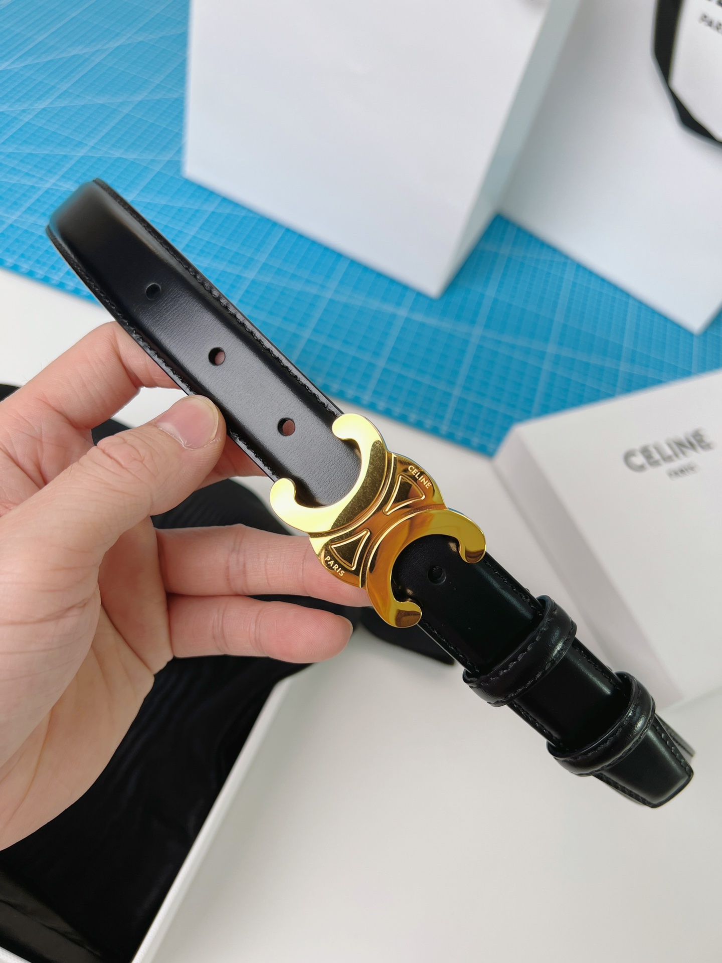Celine Triomphe Leather Belt 2.5cm
