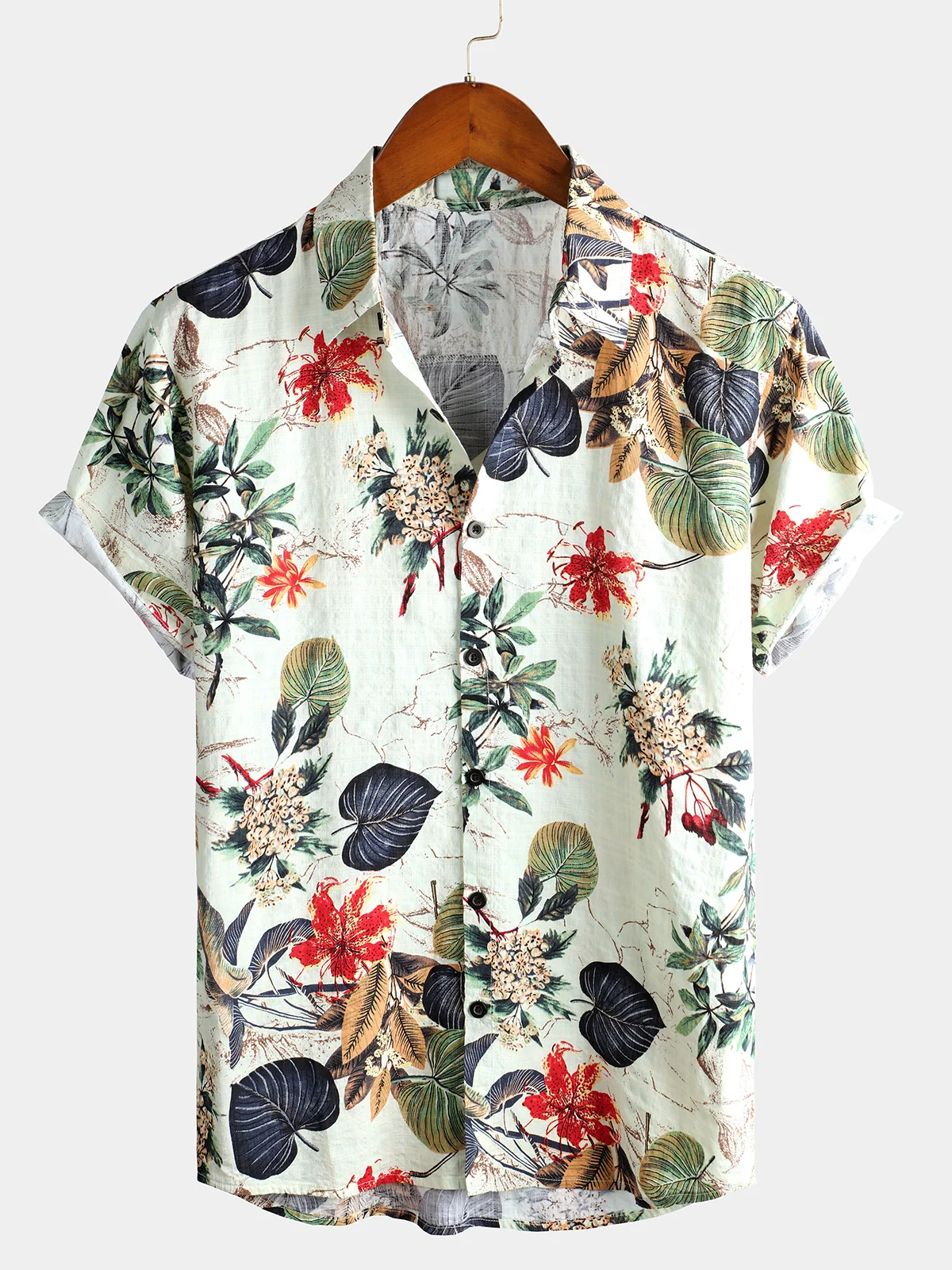 Men's Tropical Floral Cotton Hawaiian Shirt