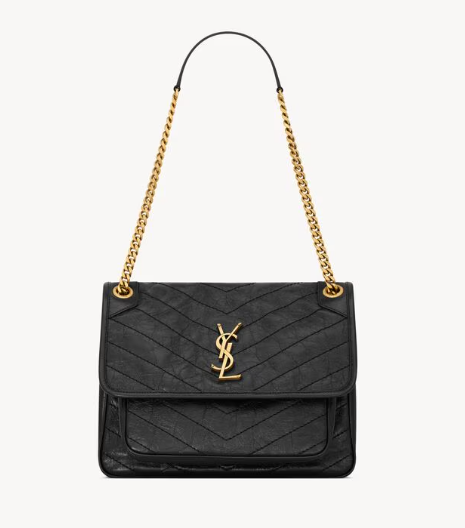 Saint Laurent Black Vintage Leather Medium Niki Bag