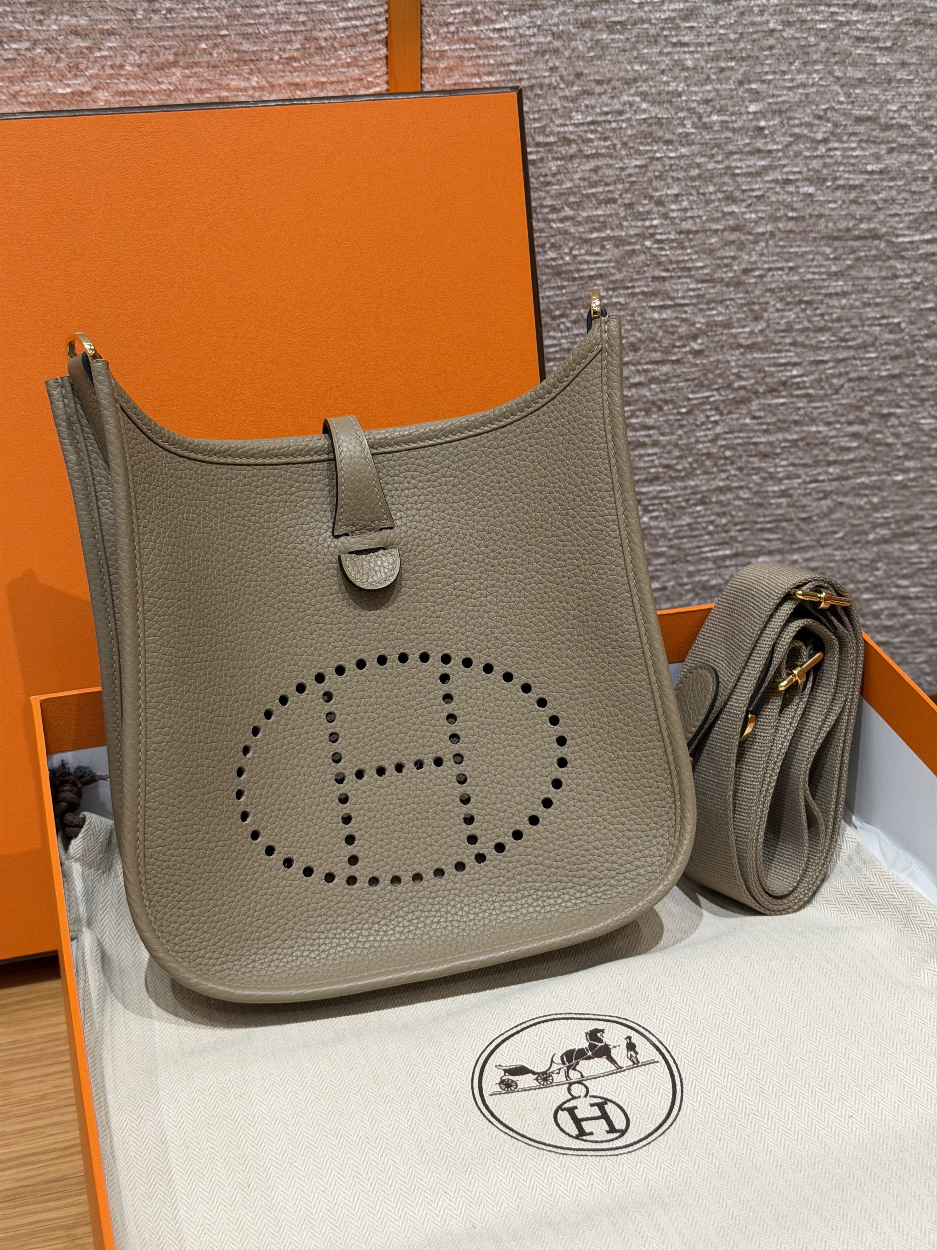Hermes Beige Marfa Clemence Small Evelyne 23 III
