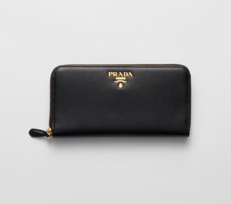 Prada Large Saffiano Leather Zippy Wallet-Black