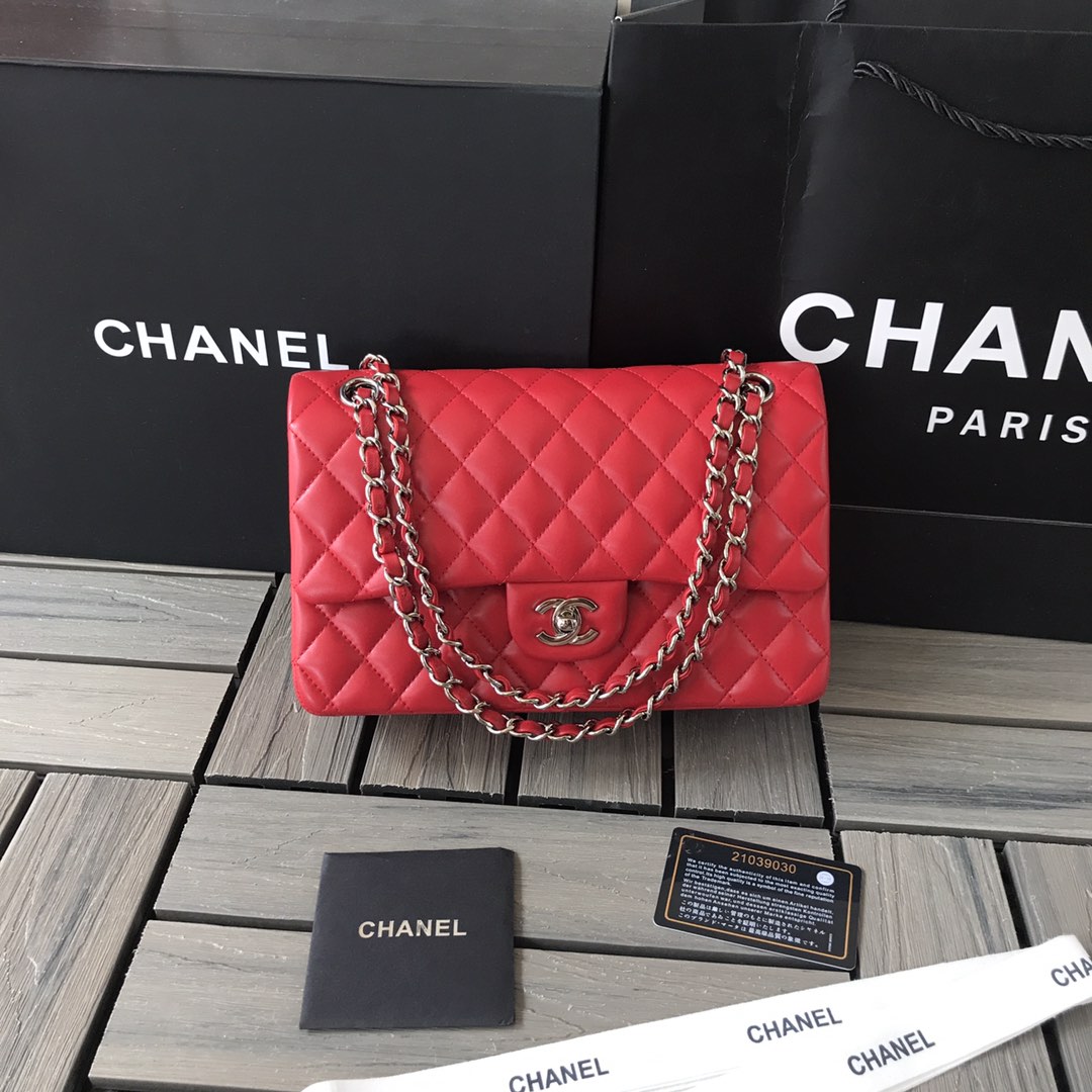 Chanel Classic 11.12 Handbag in Red Lambskin