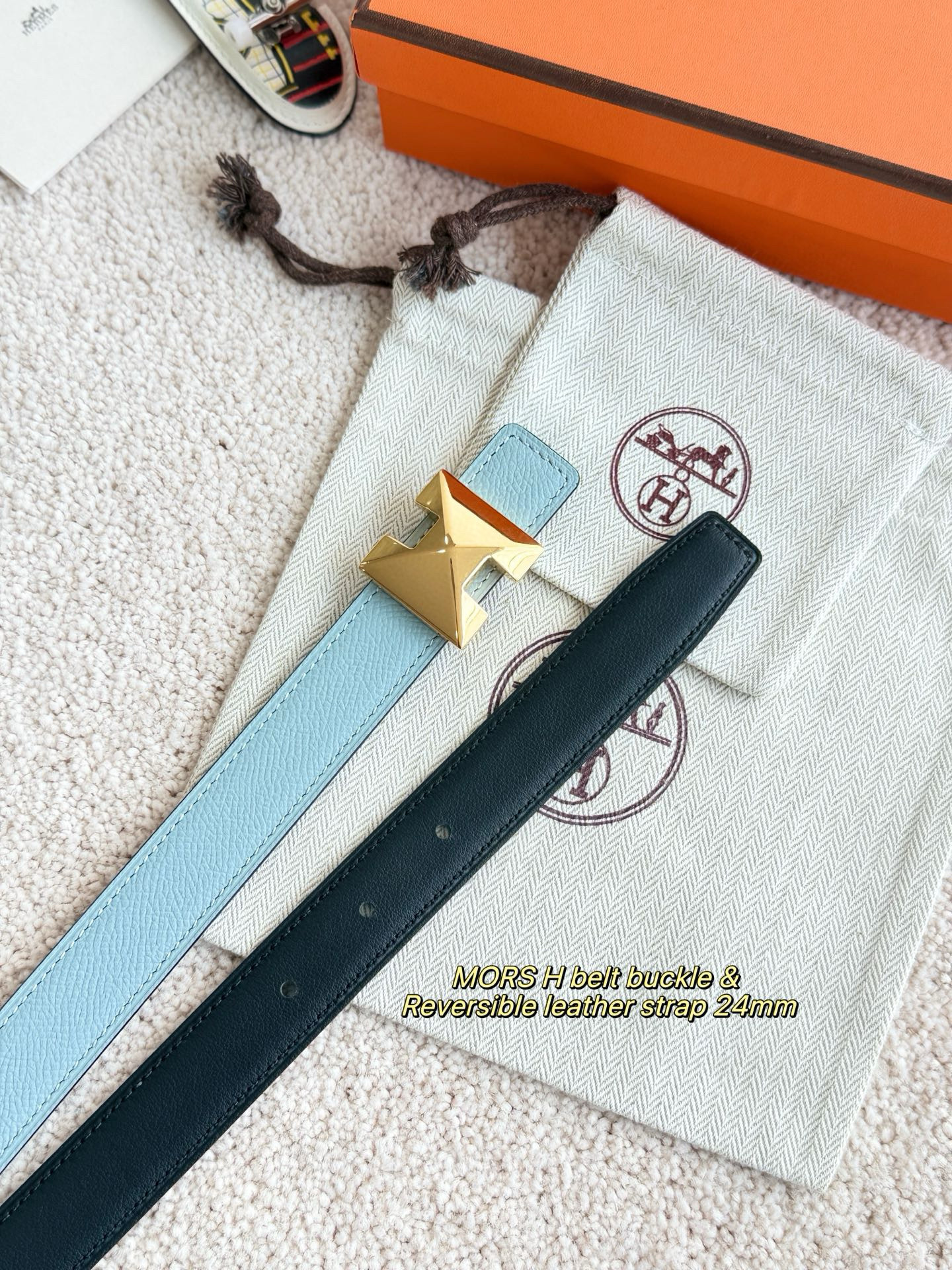 Hermes Mors H Reversible Leather Belt 24mm