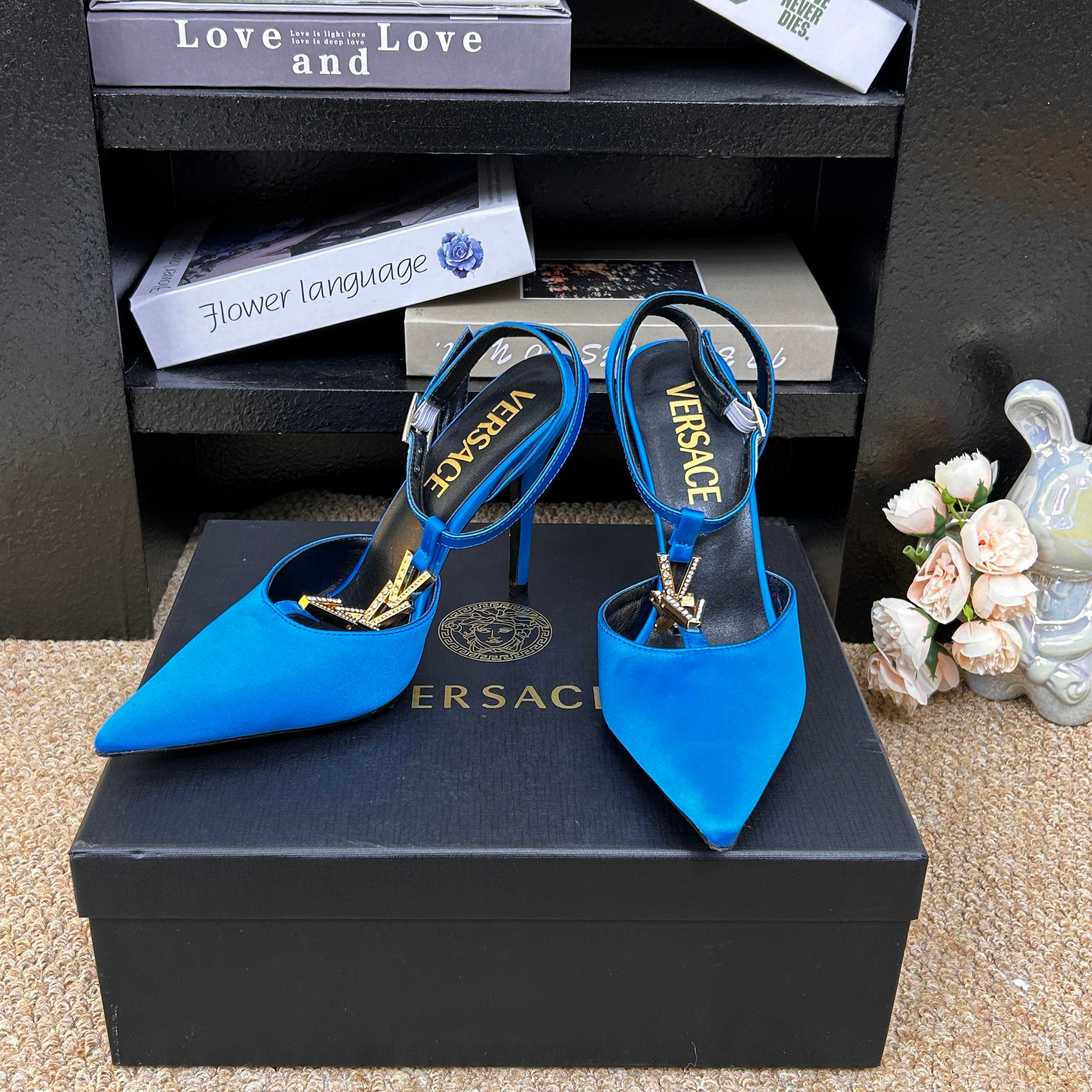 Versace Gianni Ribbon Satin Slingback Pump