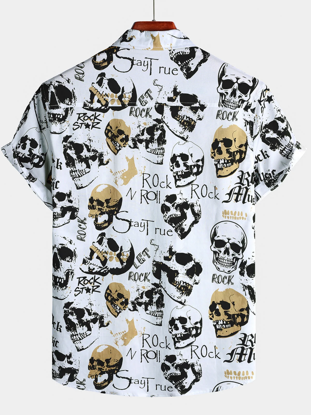 Men's White Skull Rock Hawaiian Shirt