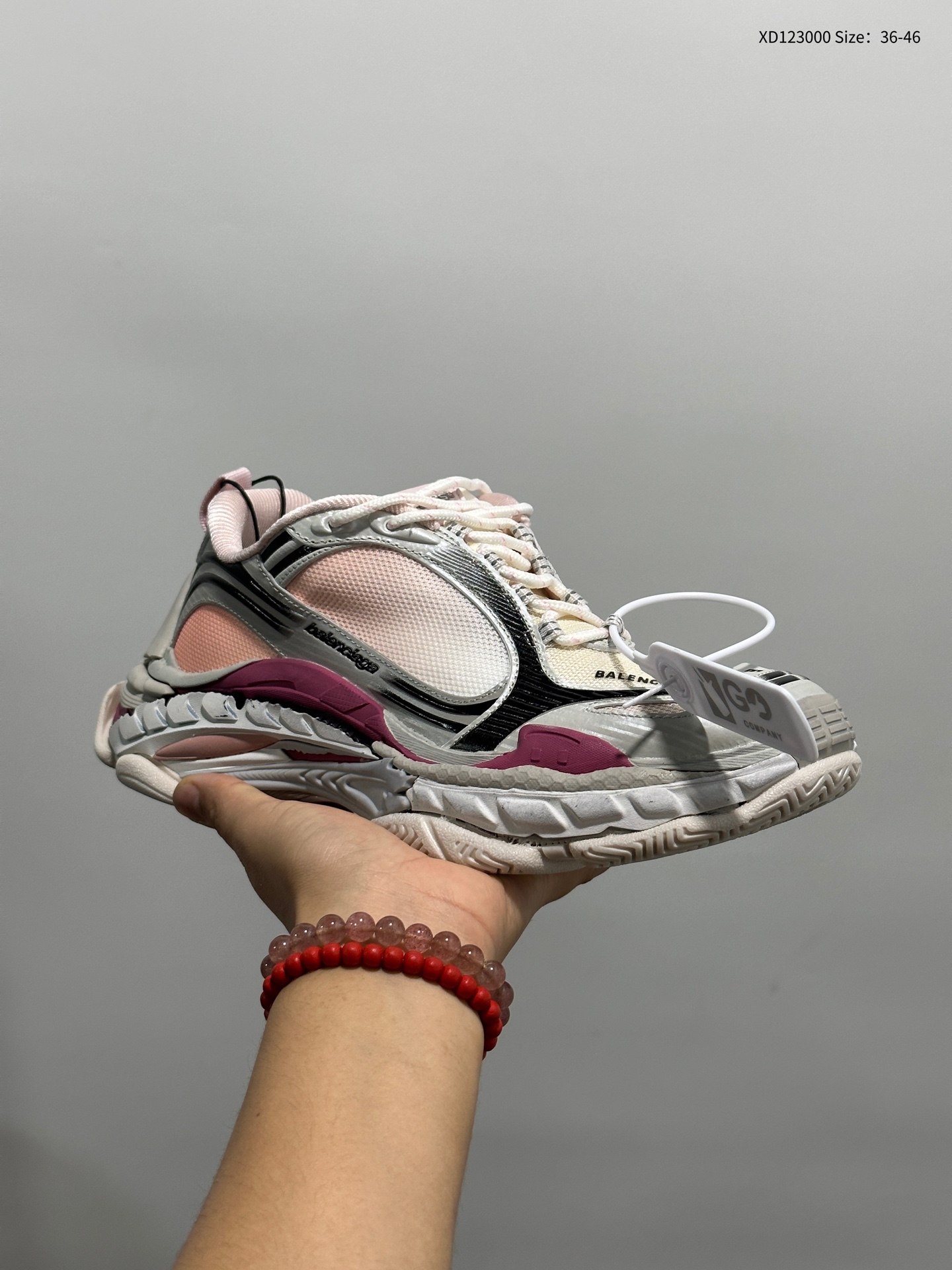 Balenciaga 3XL Pink White Multi Mesh Upper Nylon Worn-out Effect Chunky Sneakers - KAIROO