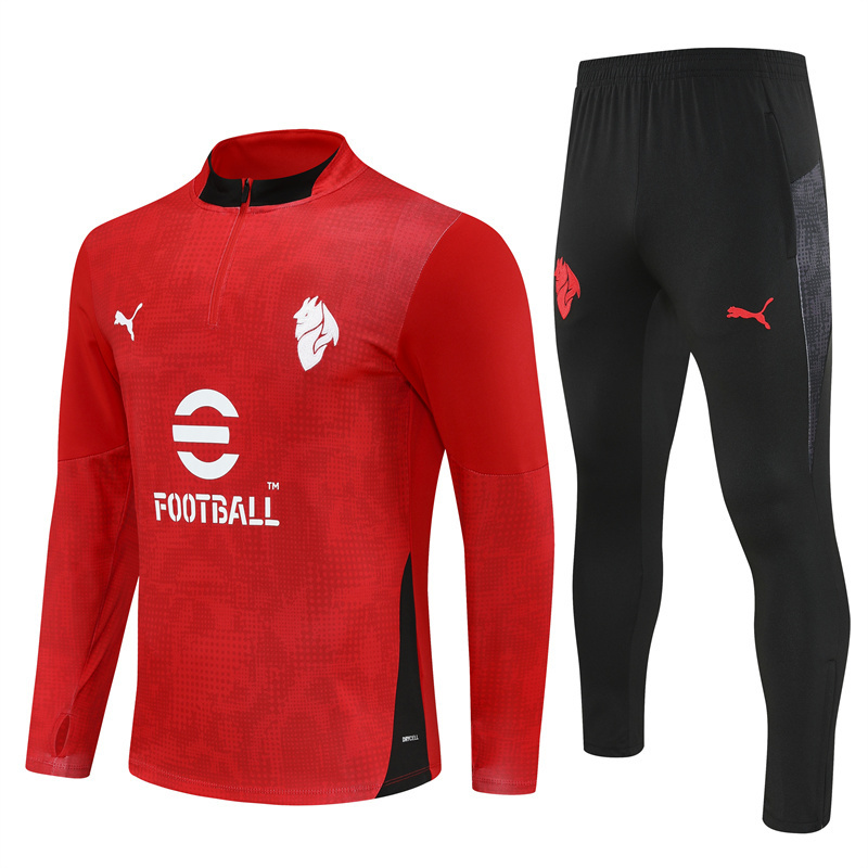 Adult / Kids AC 25/26 Half Zipper Training Suit Red